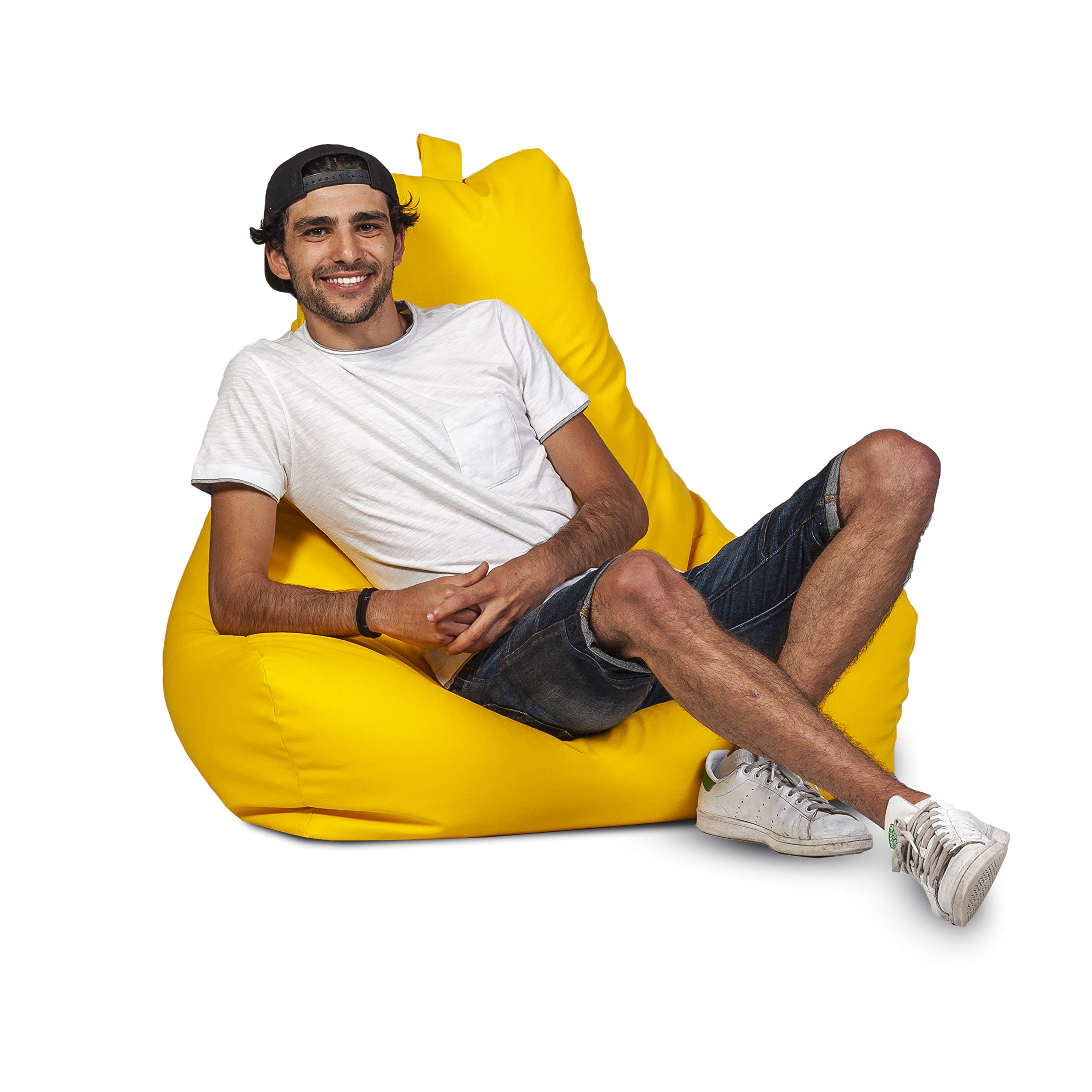 Ecopuf - Keiko Patchwork Pouf Sessel Outdoor - Sitzsack Styroporkugeln - Wasserfester Stoffsack - Entspannungssessel - Wohnungseinrichtung - Sessel Größe M - 100x80x85cm, Apfelgrün E16