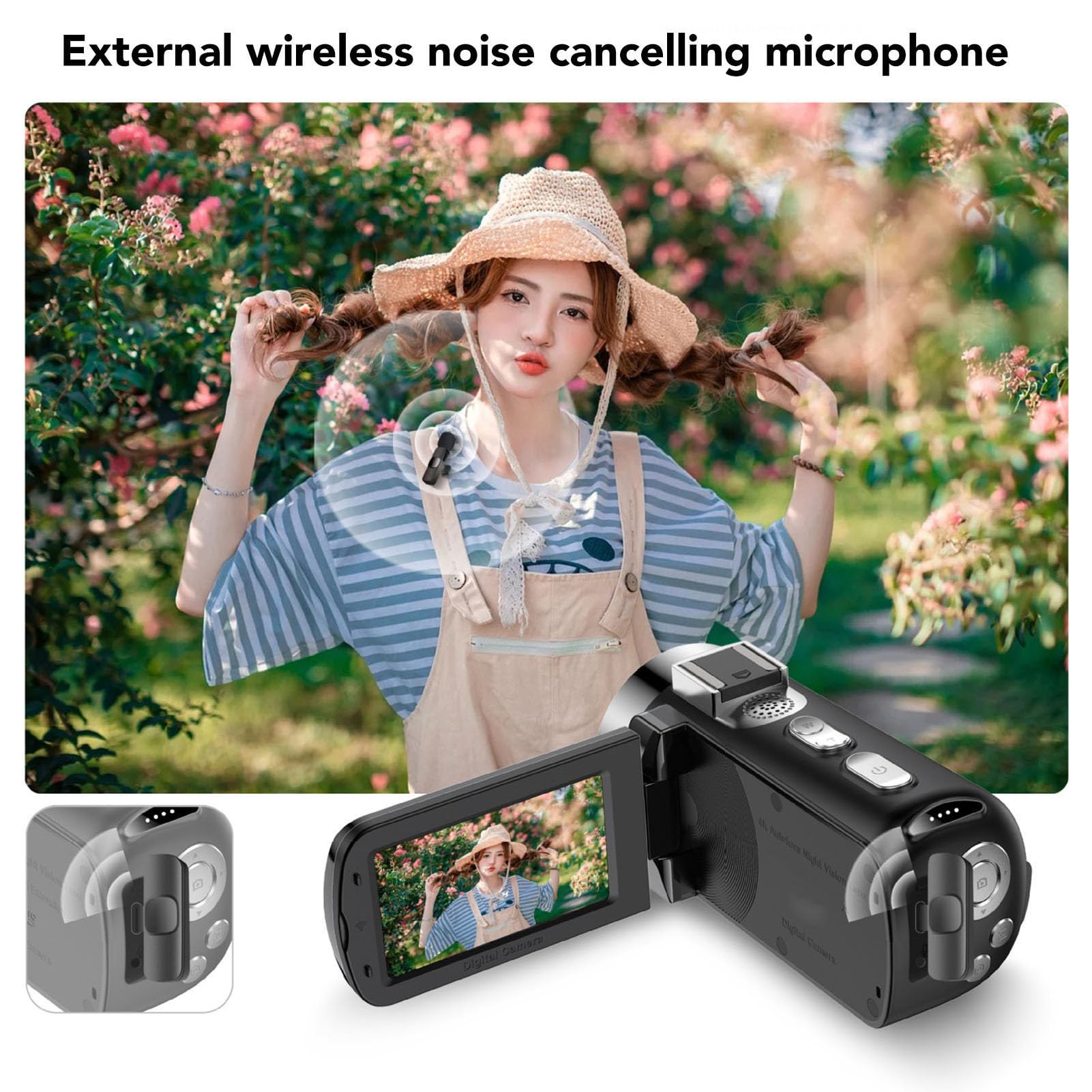 Amazon | 4Kデジタルカメラ64MP Vlogカムコーダーフリップスクリーン