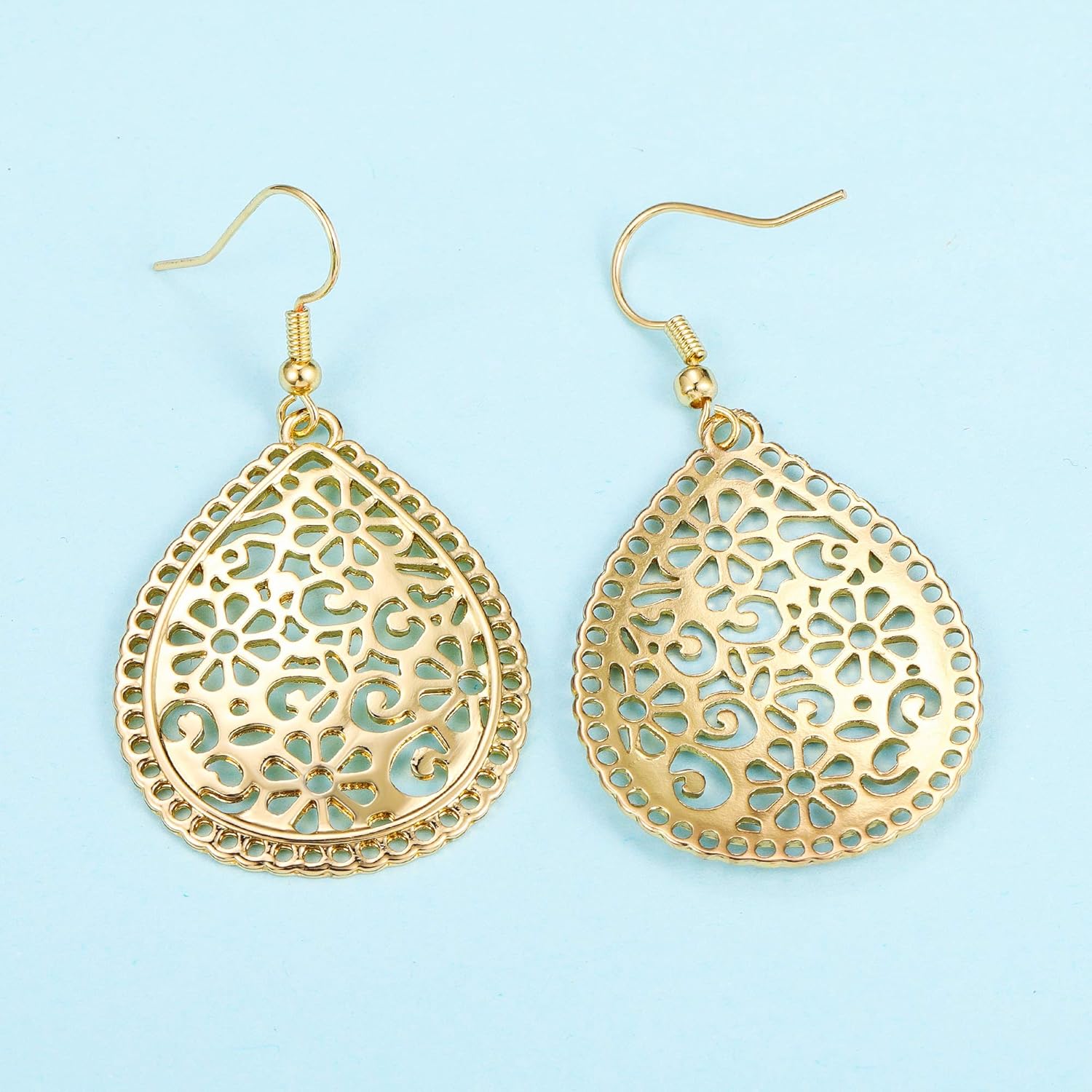 Handmade Teardrop Earrings with Brushed Finished Dangle Earrings - Image 6