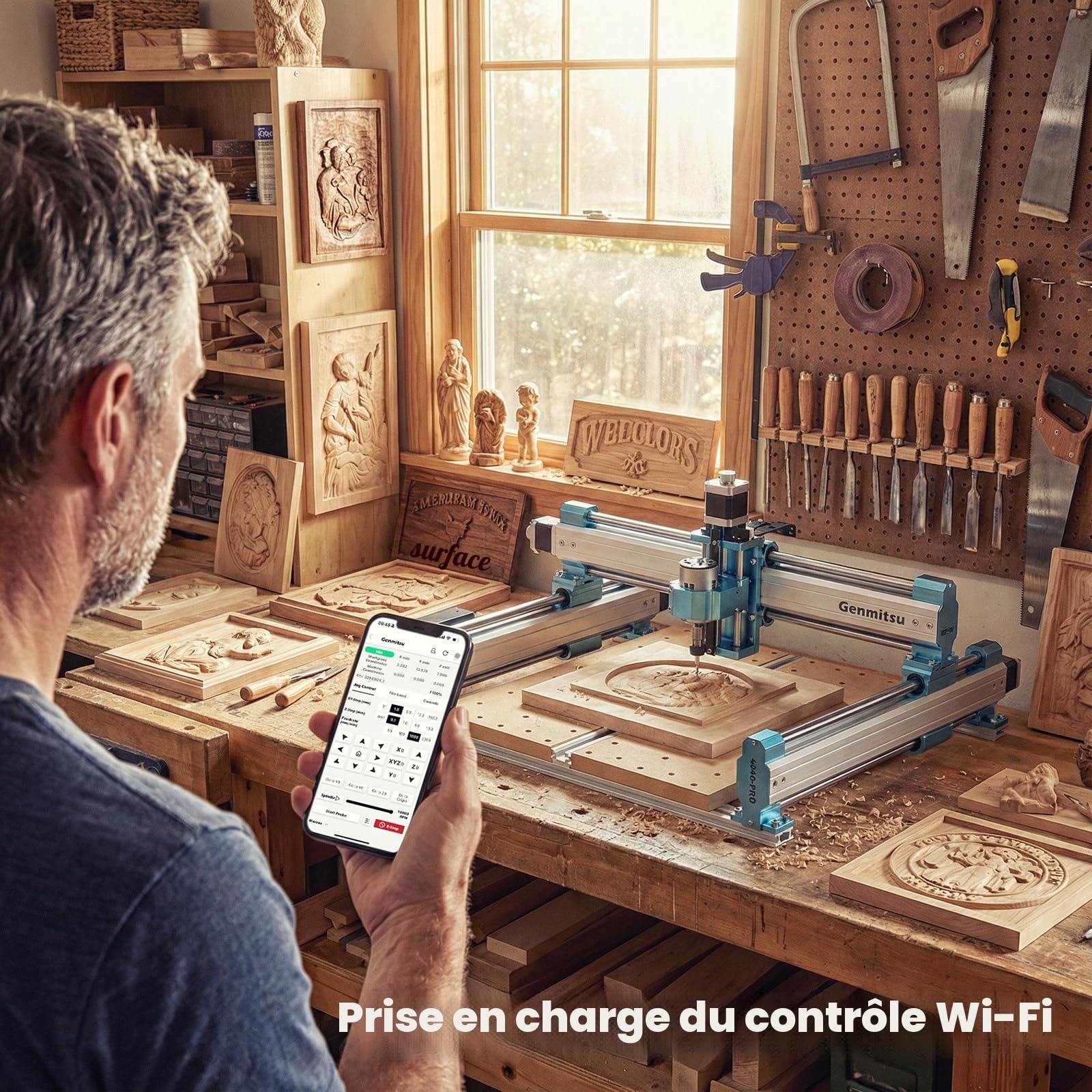 Genmitsu Machine CNC 4040-PRO pour bois acrylique MDF nylon sculpté, CNC fraiseuse avec contrôle GRBL et 3 axes, surface de travail 400 x 400 x 84 mm
