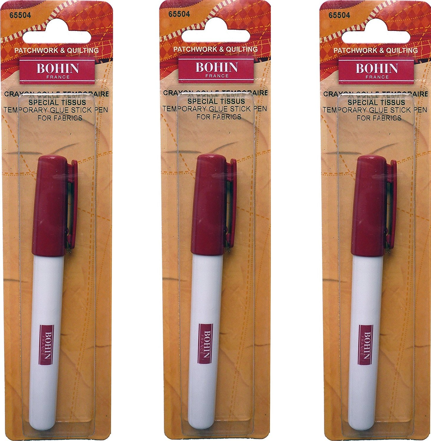 Bohin 65504 Temporary Glue Stick for Fabrics (3 Pack)