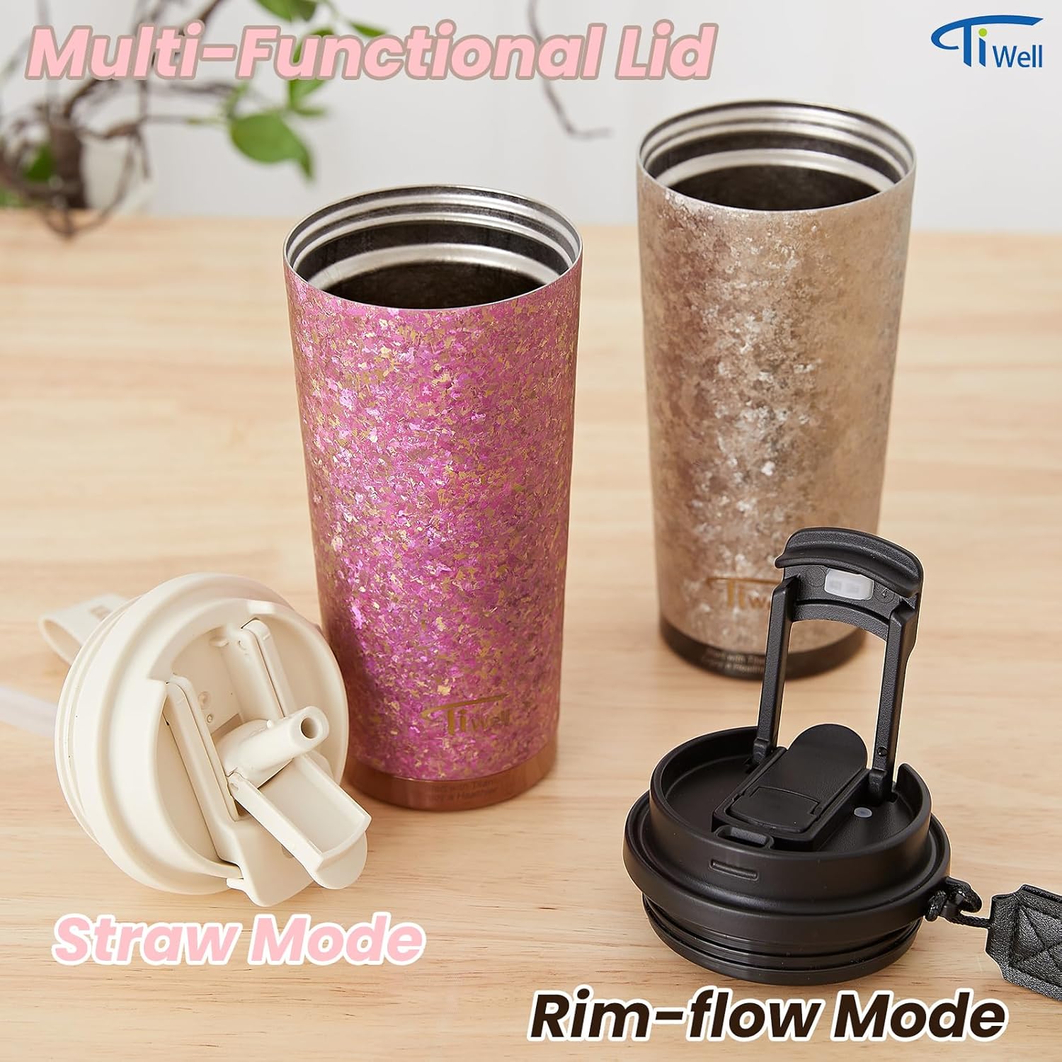 Titanium Coffee Tumbler – 17oz Travel Insulated Coffee Mug with Lid and Straw, Zero Coating and Metal Leaching for Health Safety, Fits in Car Cup Holder (Pink) - Image 2