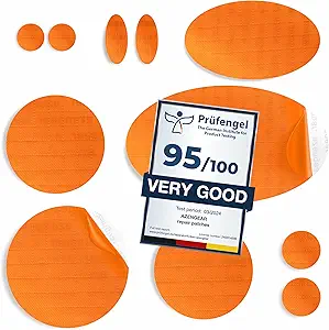 aZengear Repair Patches for Jackets, Tent, Shoe Toe, Air Mattress, Inflatables, PVC Gear - Waterproof, Self-Adhesive, Tear-Cold-Heat-Resistant, Down Puffer Coat (11 Pcs, Orange)