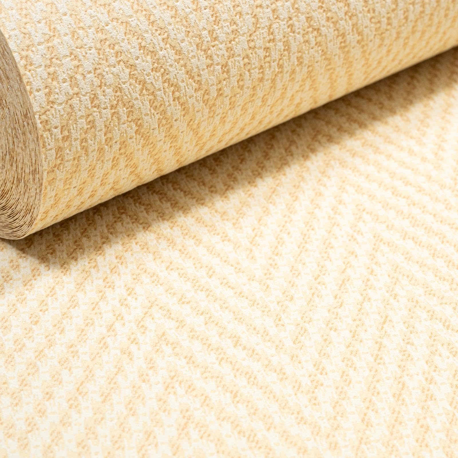 Soft Yellow Geometric Wallpaper Textured Woven Textile Effect Free Match Vinyl 5061103678409