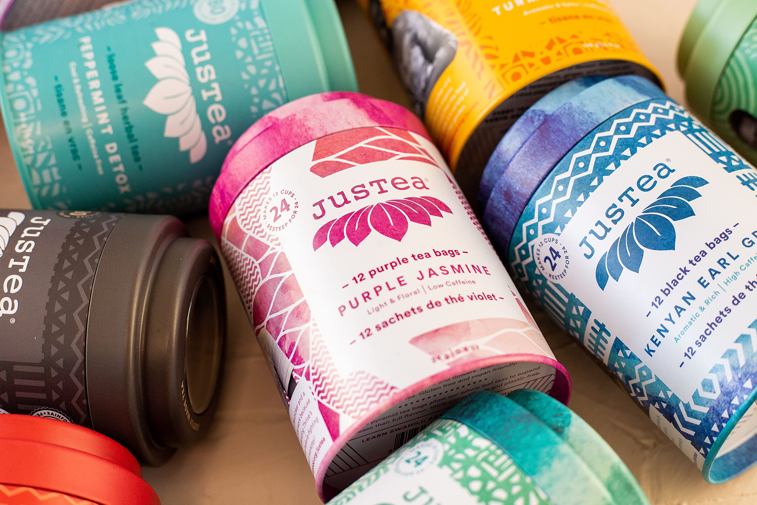 Amazon.com : JusTea Purple Jasmine | Pyramid Compostable Tea Bags