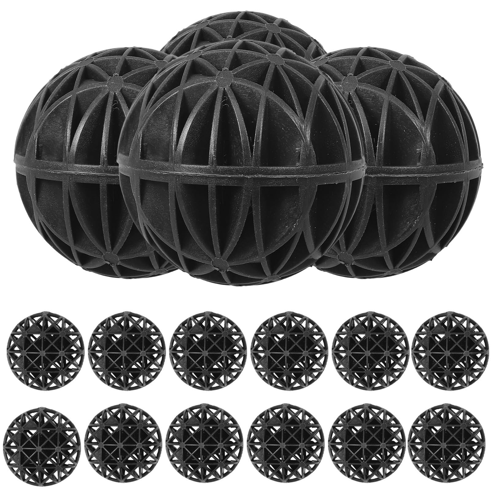 Toyvian 100 Pièces Bioballs pour Aquarium Noir en Plastique et Coton, Accessoires Filtrants Biologiques pour Aquarium d'eau Douce, Réduisent la Mortalité des Poissons et Augmentent