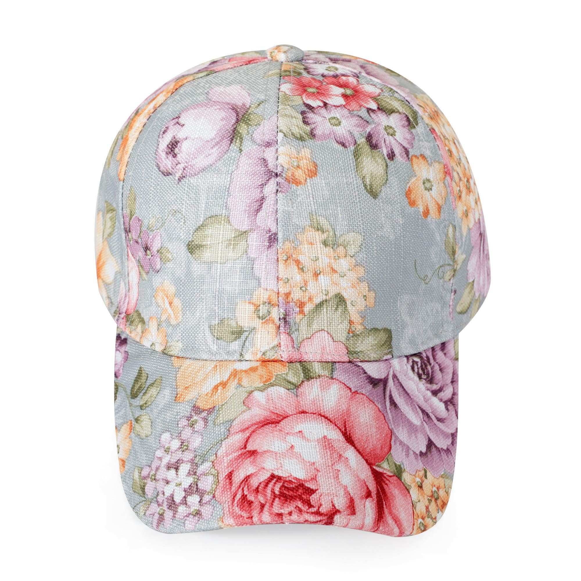 ZLYC Damen Sommer Baseball Cap Mode Blumen Atmungsaktiv Basecap