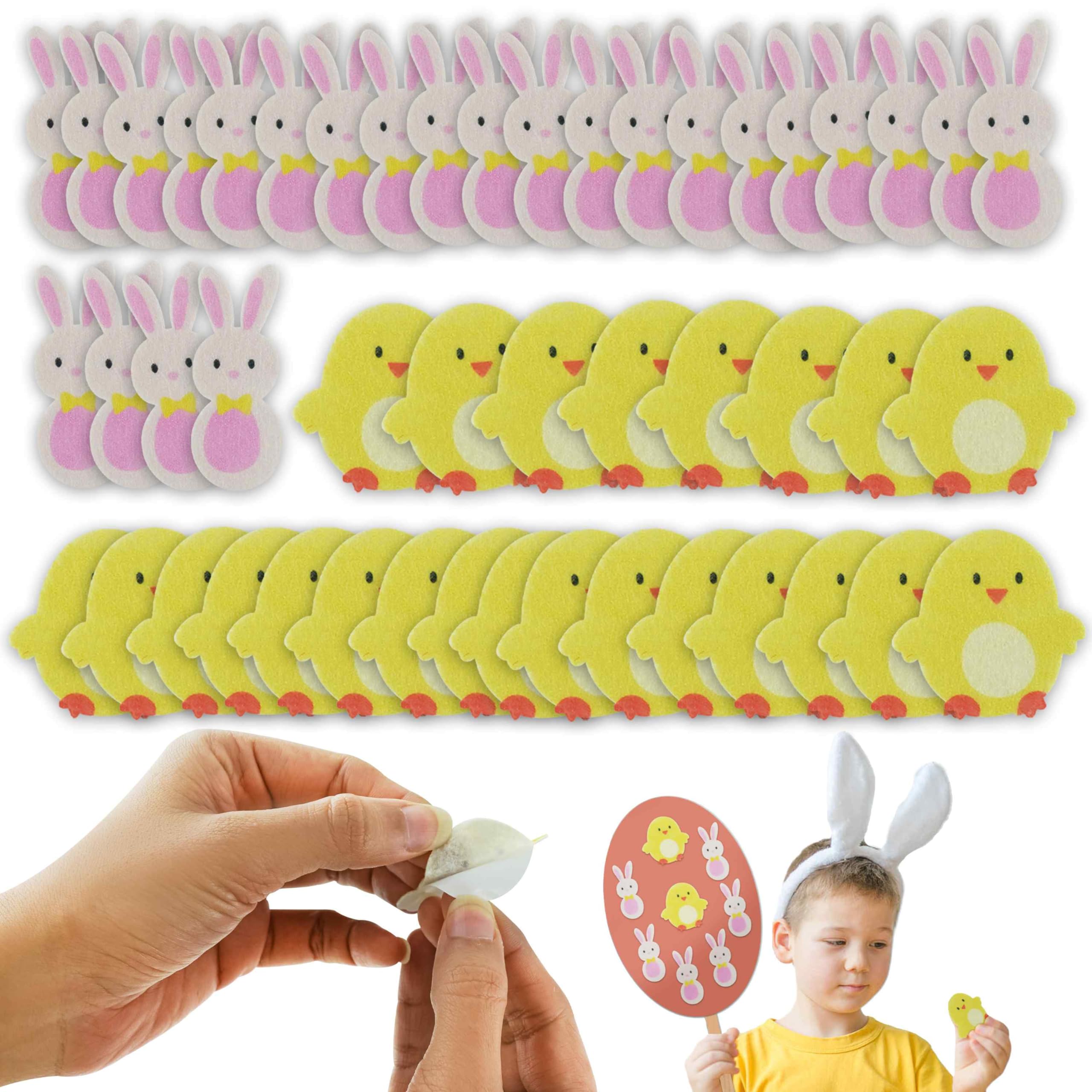Srv Hub 48X Rabbits & Chicks Stickers 48X Easter Foam Stickers Rabbits And Hens With Reusable Bags - Self-Adhesive Stickers For Kids Easter Crafts, Perfect For Easter Day Party, Home Diy, And Celebrations