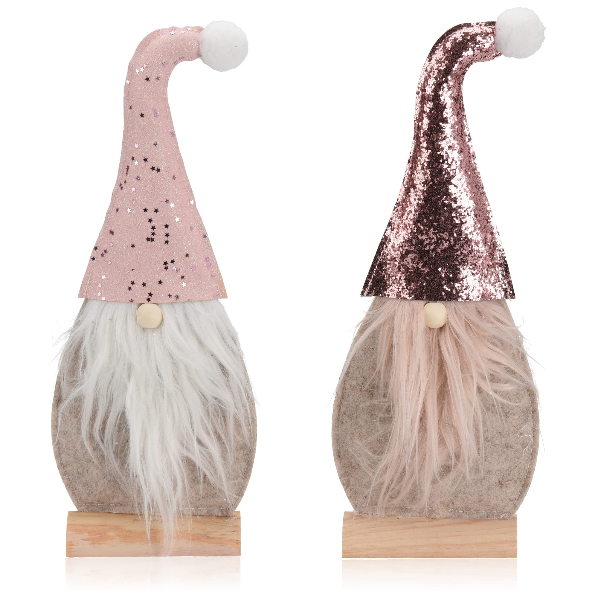 Com-Four 02 Pieces Santa Claus 29Cm Pink Com-Four® 2X Christmas Decoration Santa Claus Figure Made Of Felt - Window Sill Decoration For Christmas - Winter Decoration - Felt Decoration [Selection Varies] (02 Pieces Santa Claus 29Cm Pink)