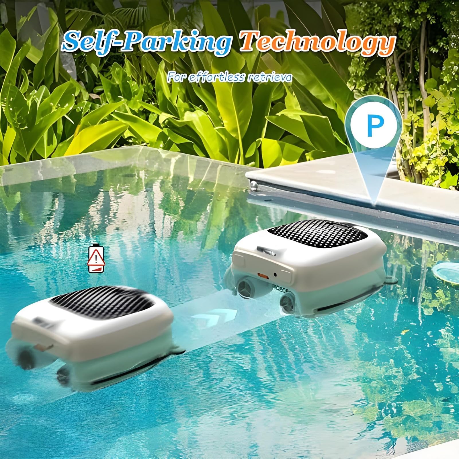Écumoire robotique de piscine, nettoyeur de piscine, écumoire automatique sans fil avec capacité de 10 L et mousse anti-coincement, pour piscines intérieures et extérieures