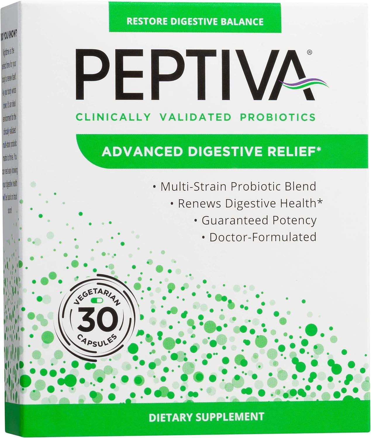 Peptiva Advanced 50 Billion CFU Probiotic – Digestive Relief – Clinically Validated, Premium Probiotic, 30ct