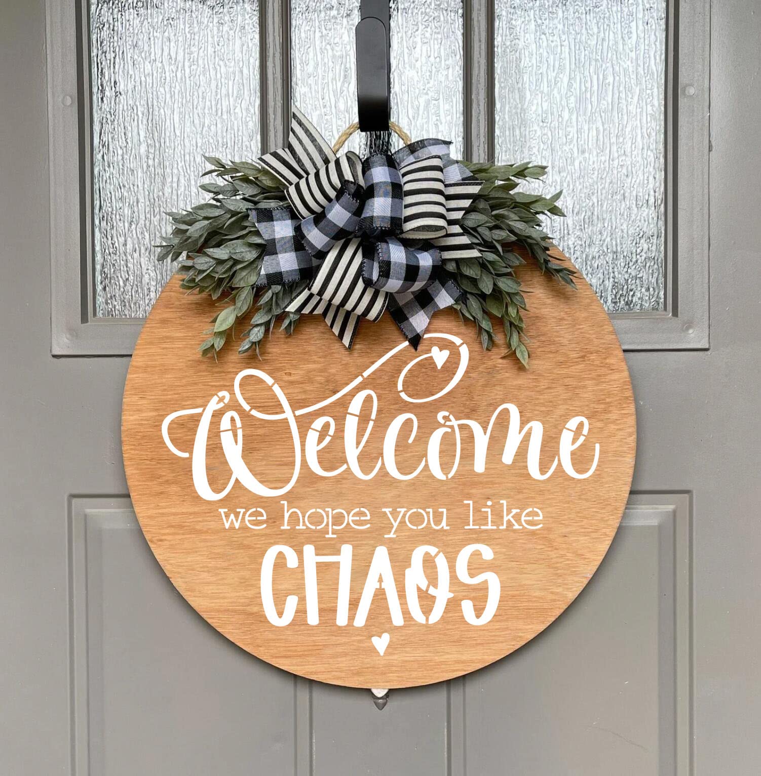 Divertidas plantillas de bienvenida para pintar sarcásticas y redondas, plantillas grandes para colgar en la puerta, felpudo, letrero de porche, corona
