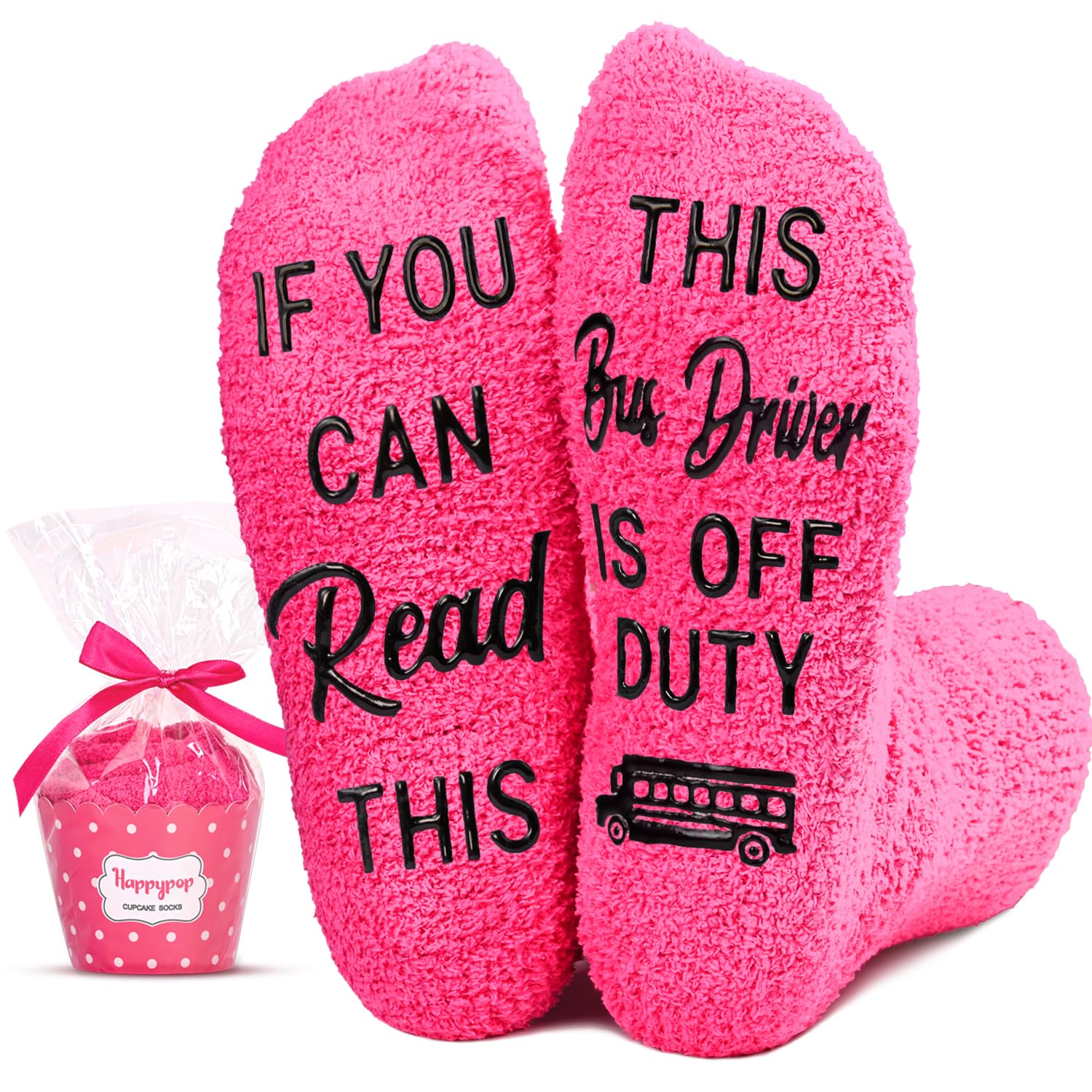 HAPPYPOPFuzzy Pink Socks for Women - Gifts for Manager Realtor Chef Lawyer Social Worker Driver
