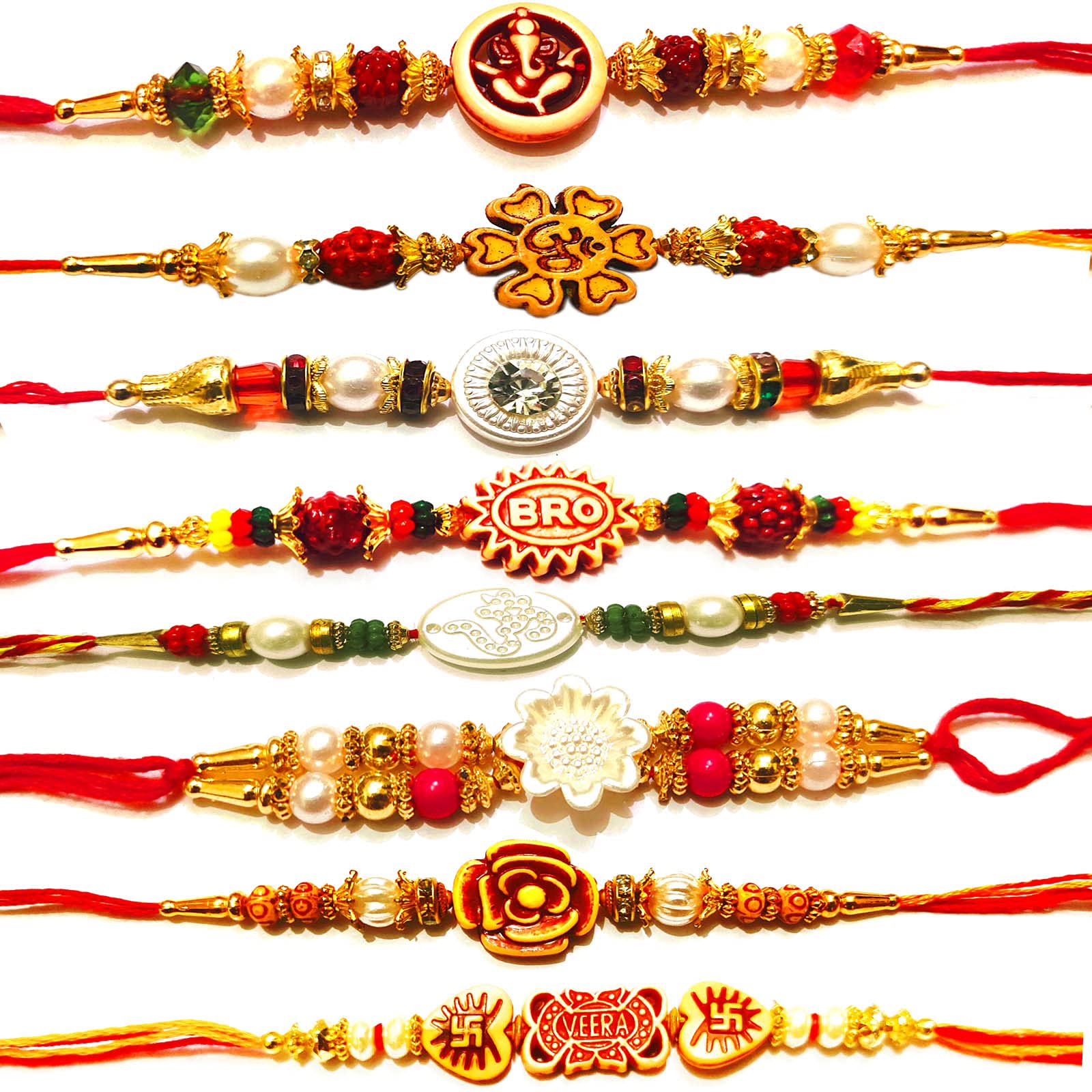 Buyent Enterprises Set of 8 rakhi for brother bracelet for men stylish design rakhi combo Raksha Bandhan Gift Moli Bracelet God rakhi for Brother with Roli Tilak Pack (B09C29LGFQ) Amazon Price History, Amazon Price Tracker