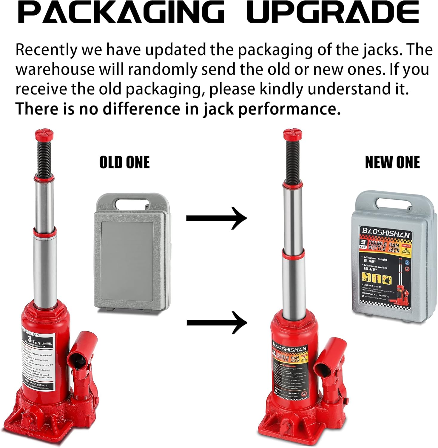 Flаѕh Dеаlѕ - 50% оƒƒ BAOSHISHAN 3 Ton Double Ram Bottle Jack 6-1/2 to 16-1/2 Lifting Range Portable Hydraulic Jack with Carrying Case