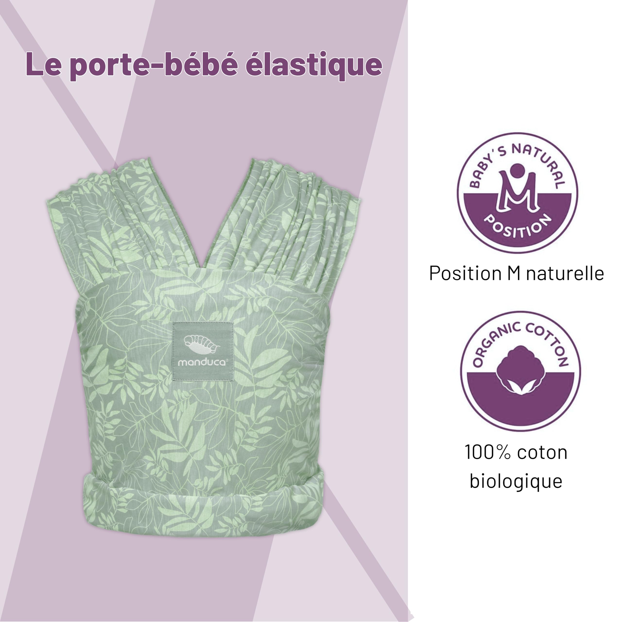 manduca Sling écharpe de portage - Porte-bébé élastique pour les nouveau-nés de la naissance à 15 kg - Botanic Green