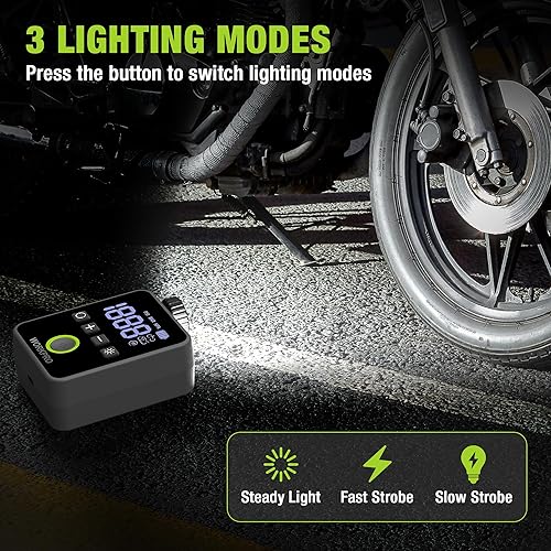 Miniatura 4 de WORKPRO Mini bomba eléctrica para bicicleta, bomba de neumático de bicicleta portátil de 140 PSI con manómetro, pantalla digital, apagado