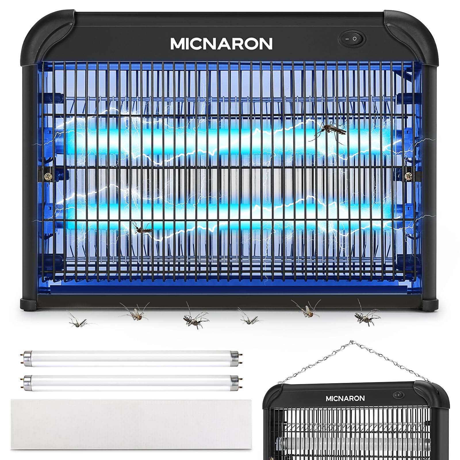 Upgraded Indoor Bug Zapper, 3800V Powerful Electric Indoor Insect Killer - 2 Extra Replacement Bulbs, Fruit Fly Trap Bug Mosquito Killer Lamp