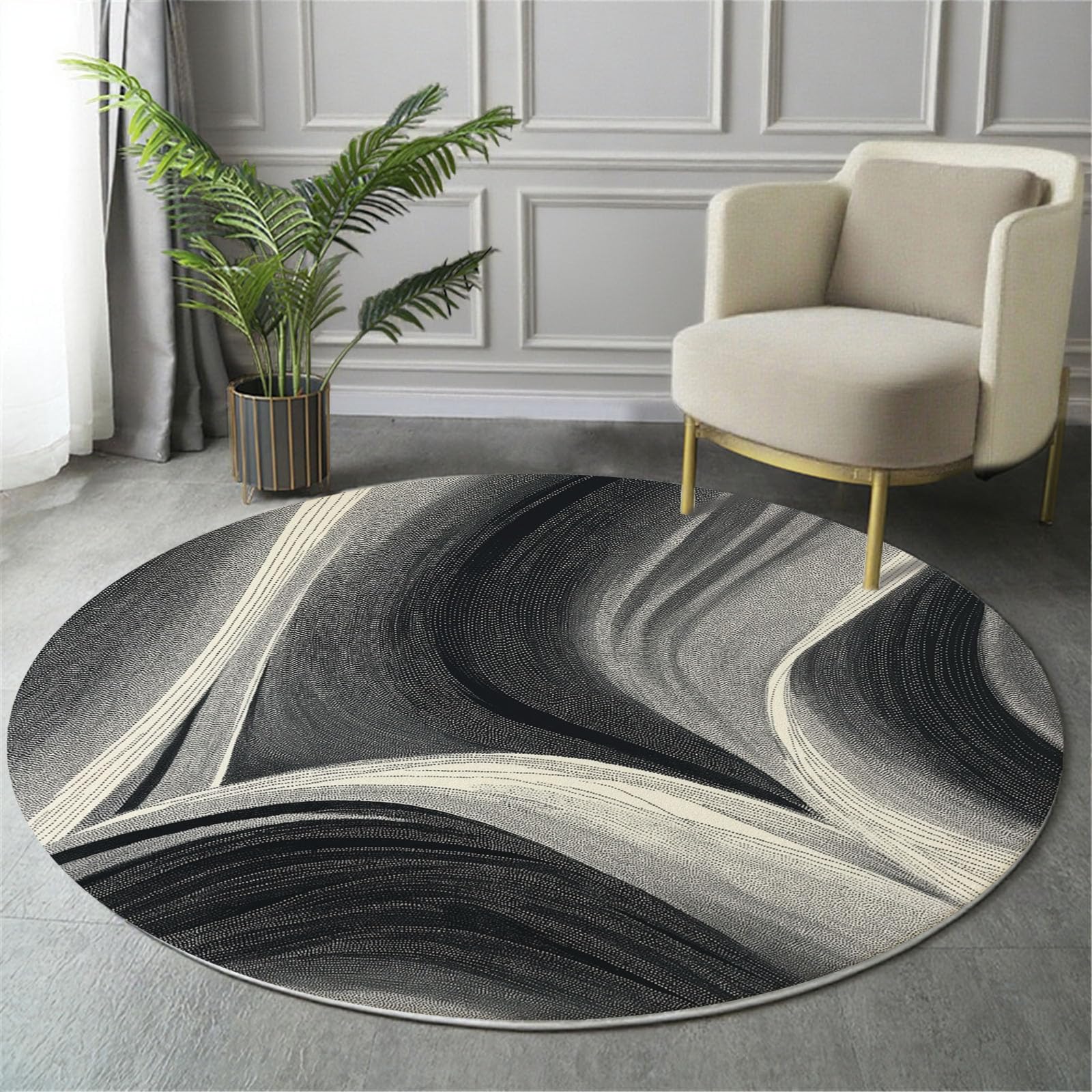 Tapis rond antidérapant à poils ras et entretien facile en chambre
