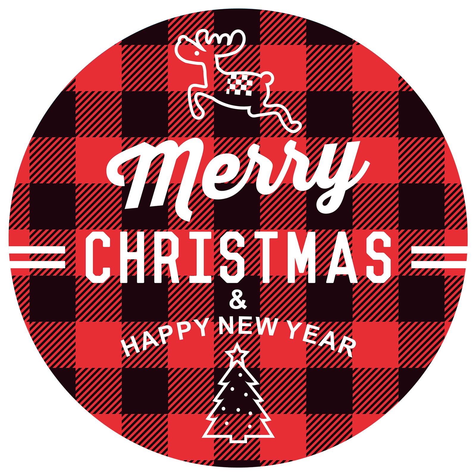 Anwyll Christmas Gift Stickers - 120Pcs 2Inch Merry Christmas and Happy New Year Stickers Self Adhesive Plaid Envelope Seal Label Sticker Xmas Gift