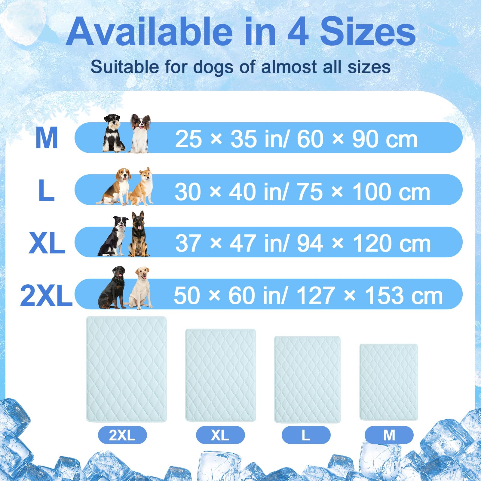Manta Refrescante para Perros Q-MAX > 0,4, Manta Ligero Lavable para Mascotas, Multitamaño Autorrefrigerante para Gatos, Cama de Verano para Personas Calurosas, 94 × 120 cm, XL, Azul