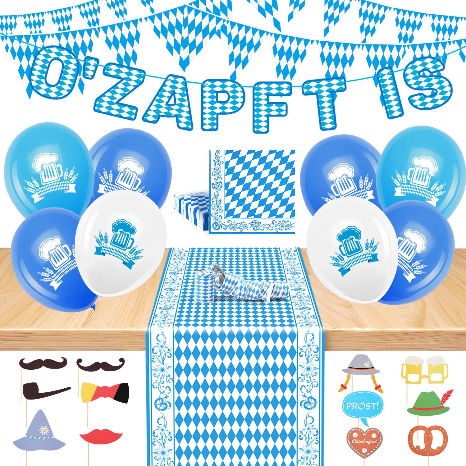Nexum Oktoberfest & Einschulungs-Deko Set – Mit Girlanden, Servietten & Luftballons