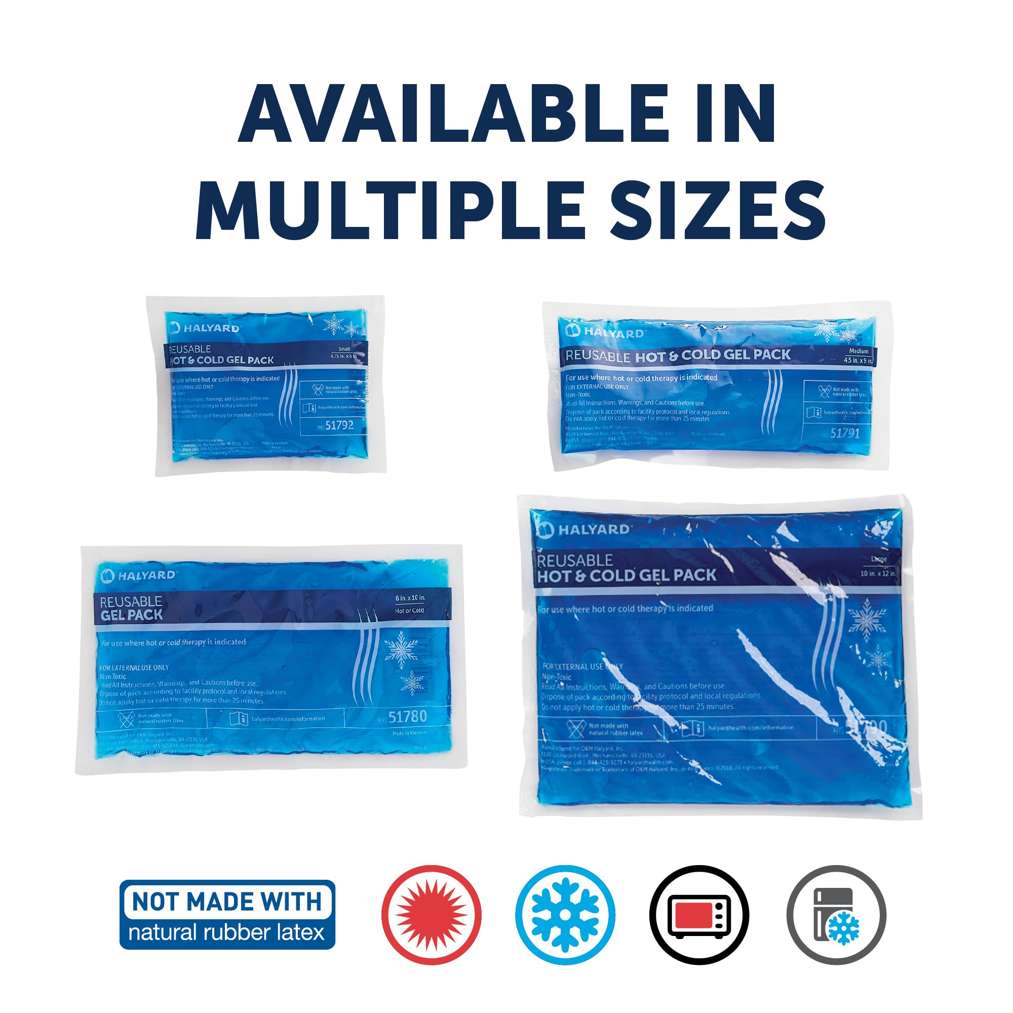 HALYARD Confezione da 12-51790 - Confezione da 12-51790 di compressione in gel caldo e freddo, riutilizzabili, per infortuni e gonfiori, 25,4 x 30,5 cm