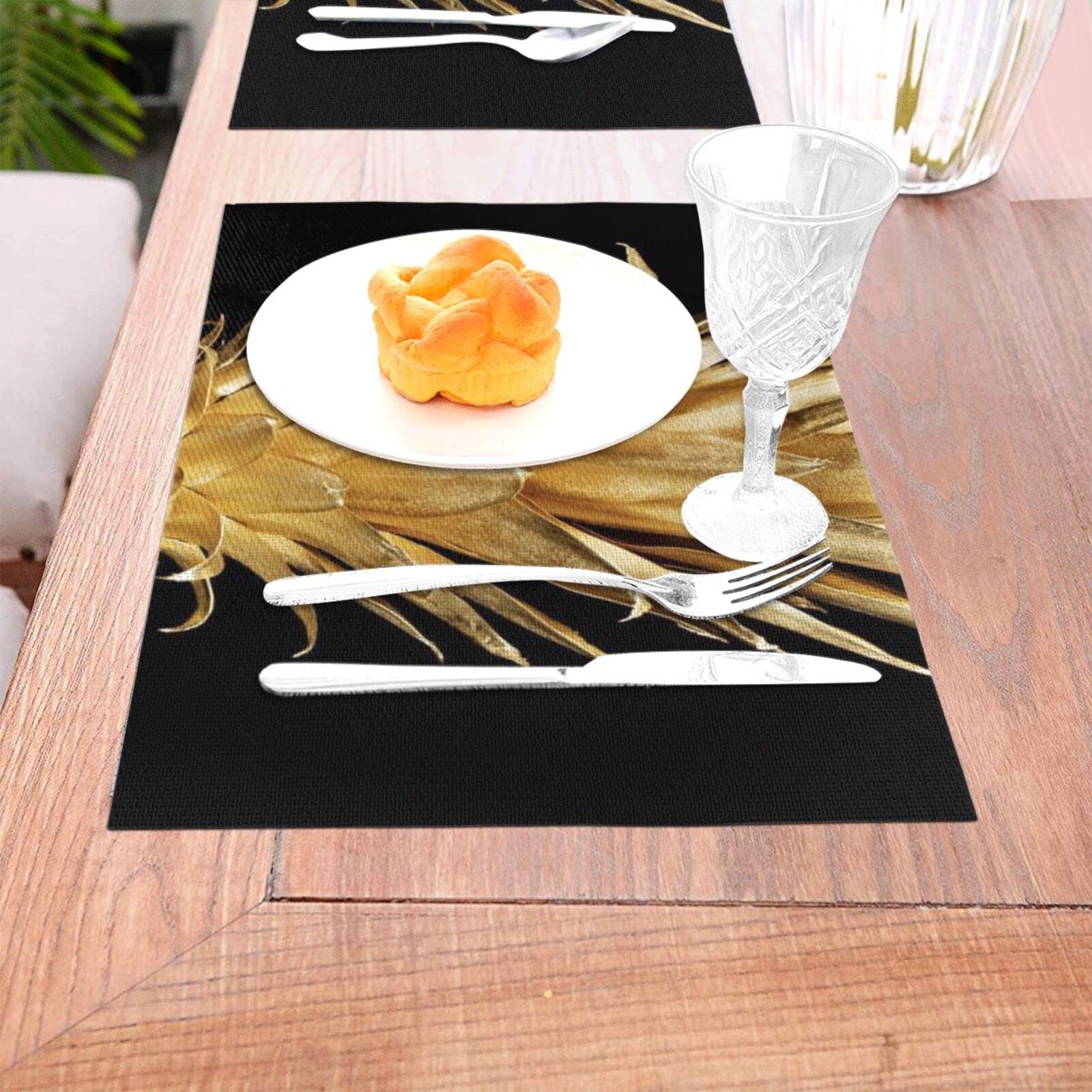 Tovaglietta tessuta con stampa ananas dorata, antiscivolo, isolamento termico, per cucina, ristorante, caffè, set da 1 pezzo, 4 pezzi, 6 pezzi.