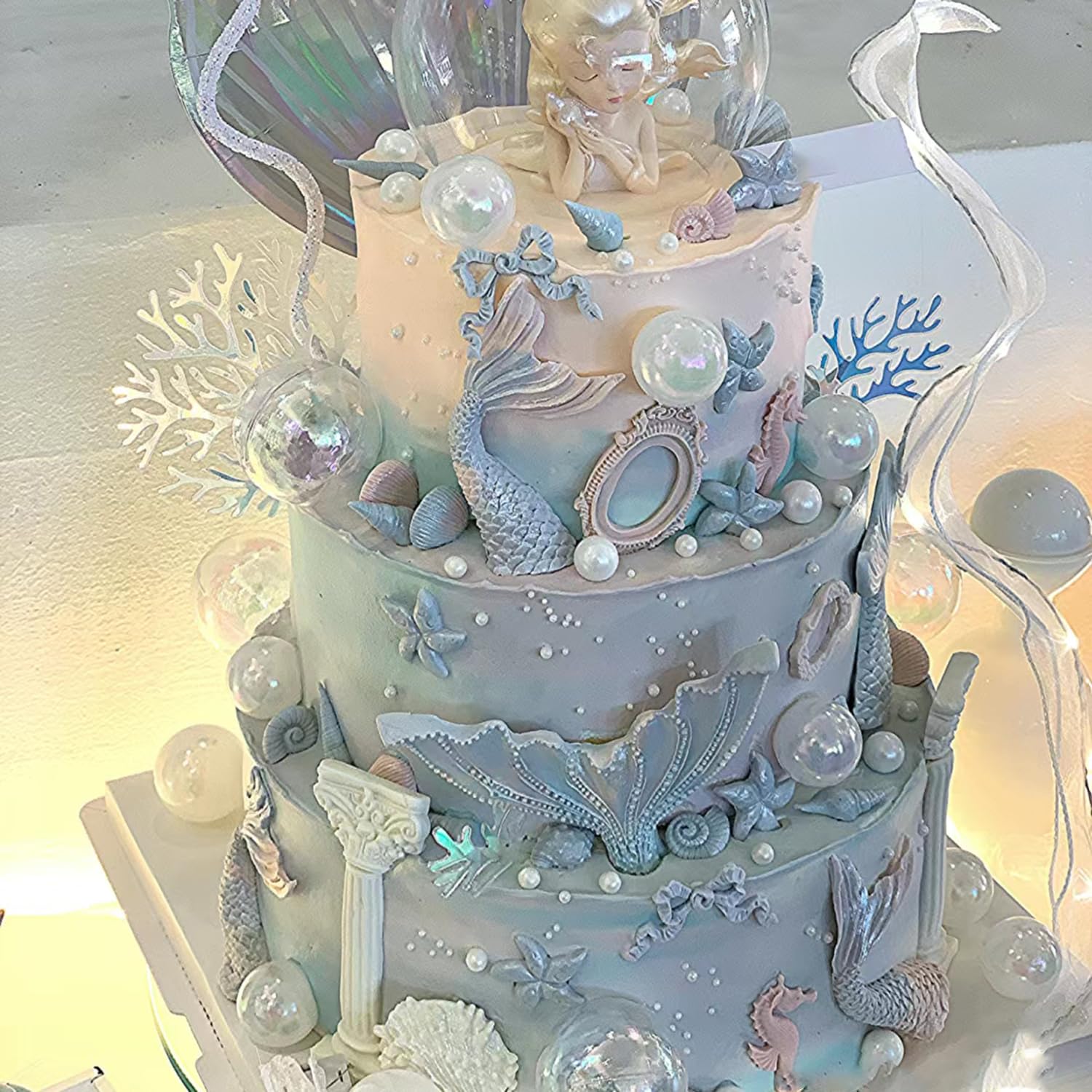 MINFEIDMS Small Mermaid Scales Silicone Molds Imprint Mat Scalloped Lattice Fondant Impression Mold For Cake Decorating Cupcake Topper Candy Chocolate Gum Paste Polymer Clay - Image 5