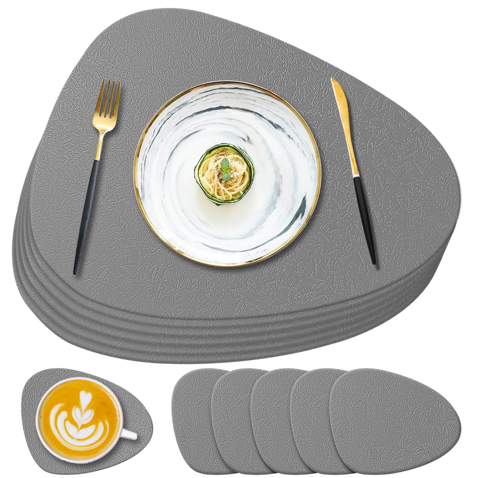 YUNJUER 6 Silicone Placemats + 6 Coasters Set, Table Mats Heat-Resistant 450 °F, Non-Slip and Waterproof