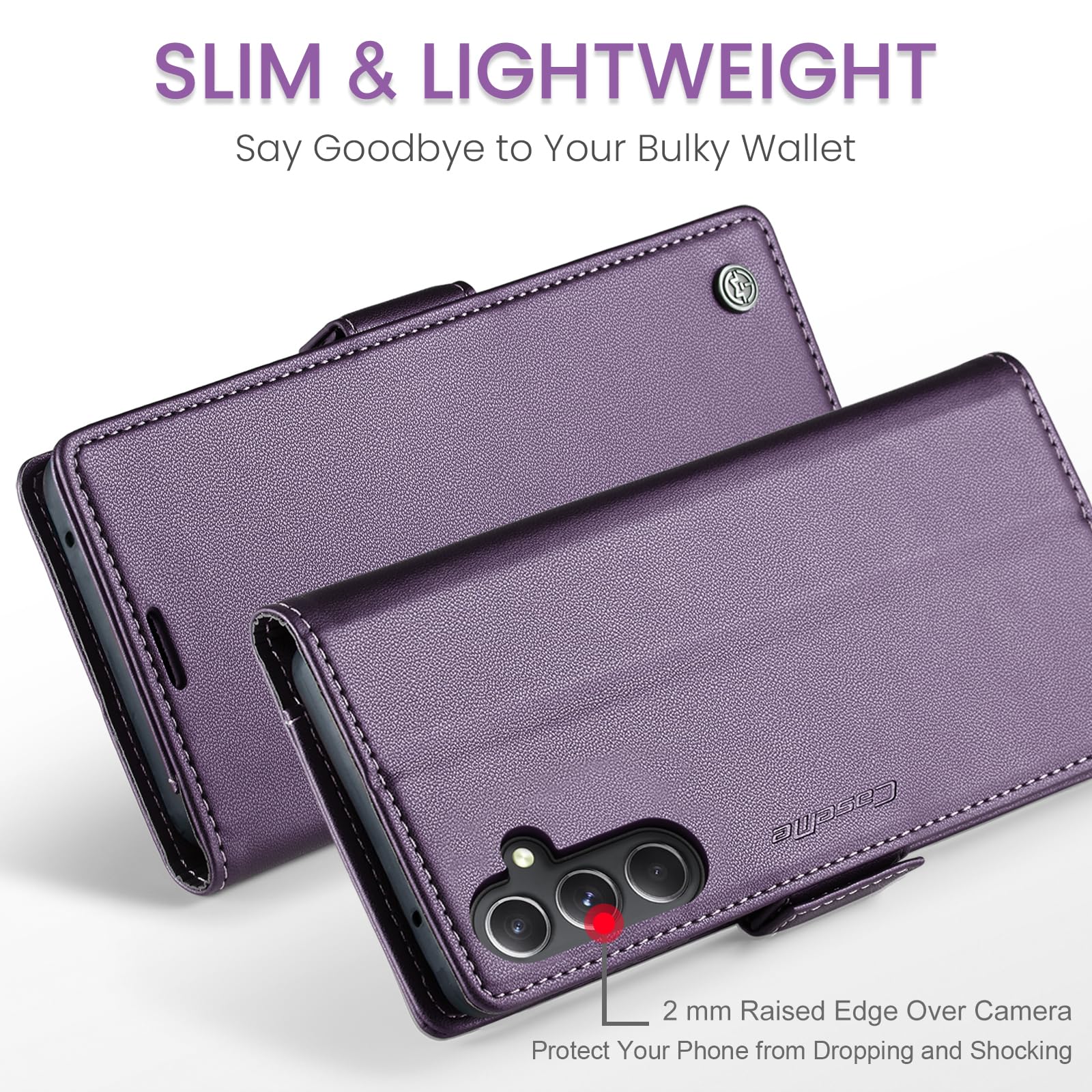 HAII Flip Wallet Case for Samsung Galaxy S24 Plus, with RFID Blocking Credit Card Slot Kickstand Magnetic Closure Protective Cover for Samsung Galaxy S24 Plus 5G (2024) (Purple)
