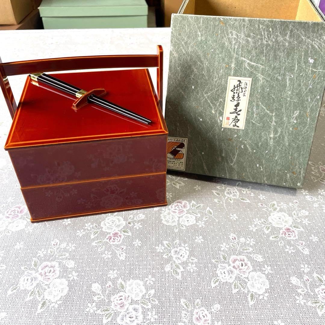 津軽塗 重箱 三段 唐塗 漆器 天然木 未使用保管品 津軽塗
