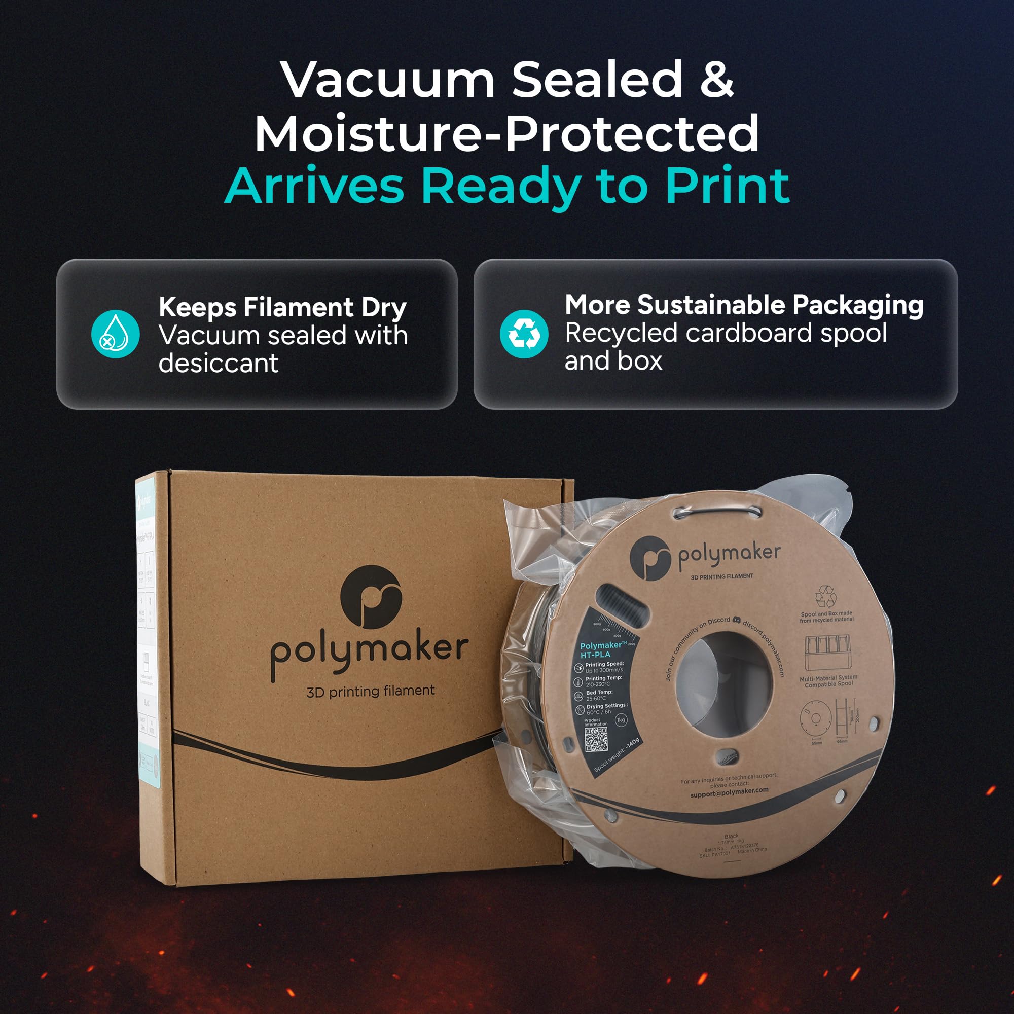 Polymaker HT-PLA, czerwony filament do druku 3D, odporny na temperaturę do 130°C, łatwy do drukowania, współpracuje z większością drukarek FDM, szpula 1 kg