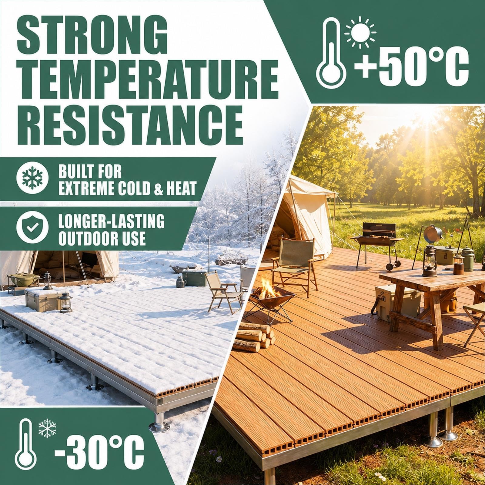 Piattaforma rialzata in WPC, Ponte modulare resistente alle intemperie | Pavimentazione fai-da-te resistente alle intemperie per giardino, prato e cortile(Grayish brown)