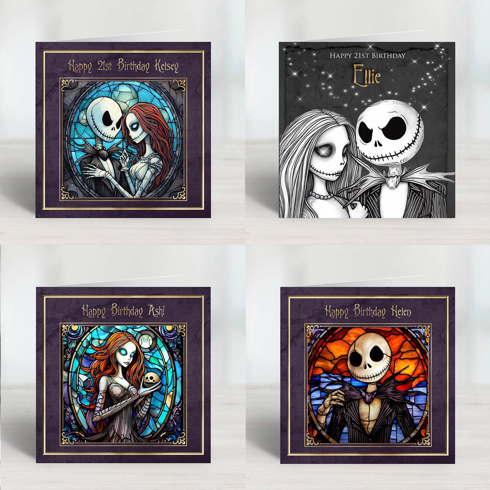 Personalised - Nightmare Before Christmas Birthday Cards – Dark, Colorful, and Uniquely Gothic! - Set 1