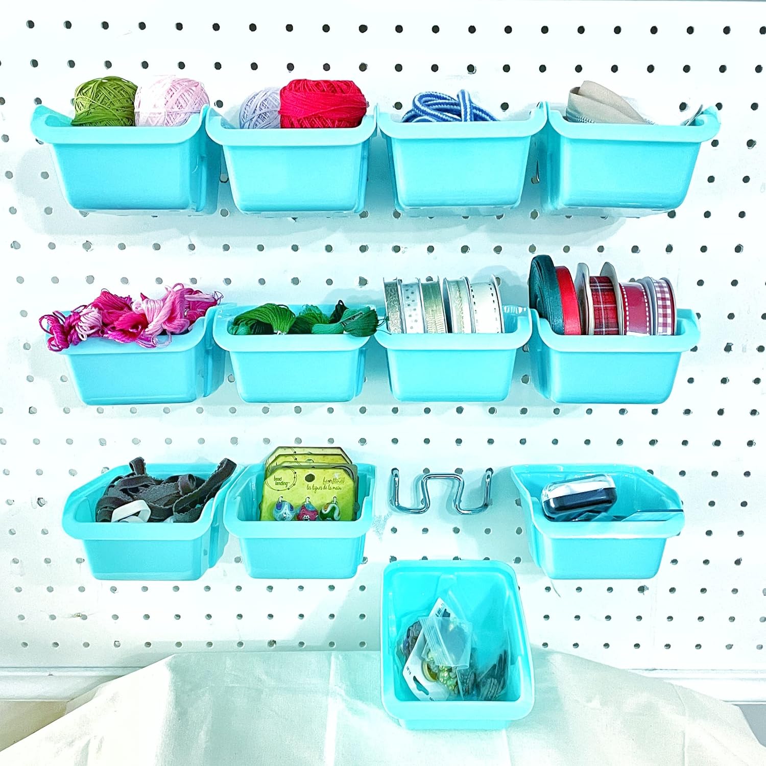 Removable Pegboard Bins with Hooks 12 Peg Board Wall