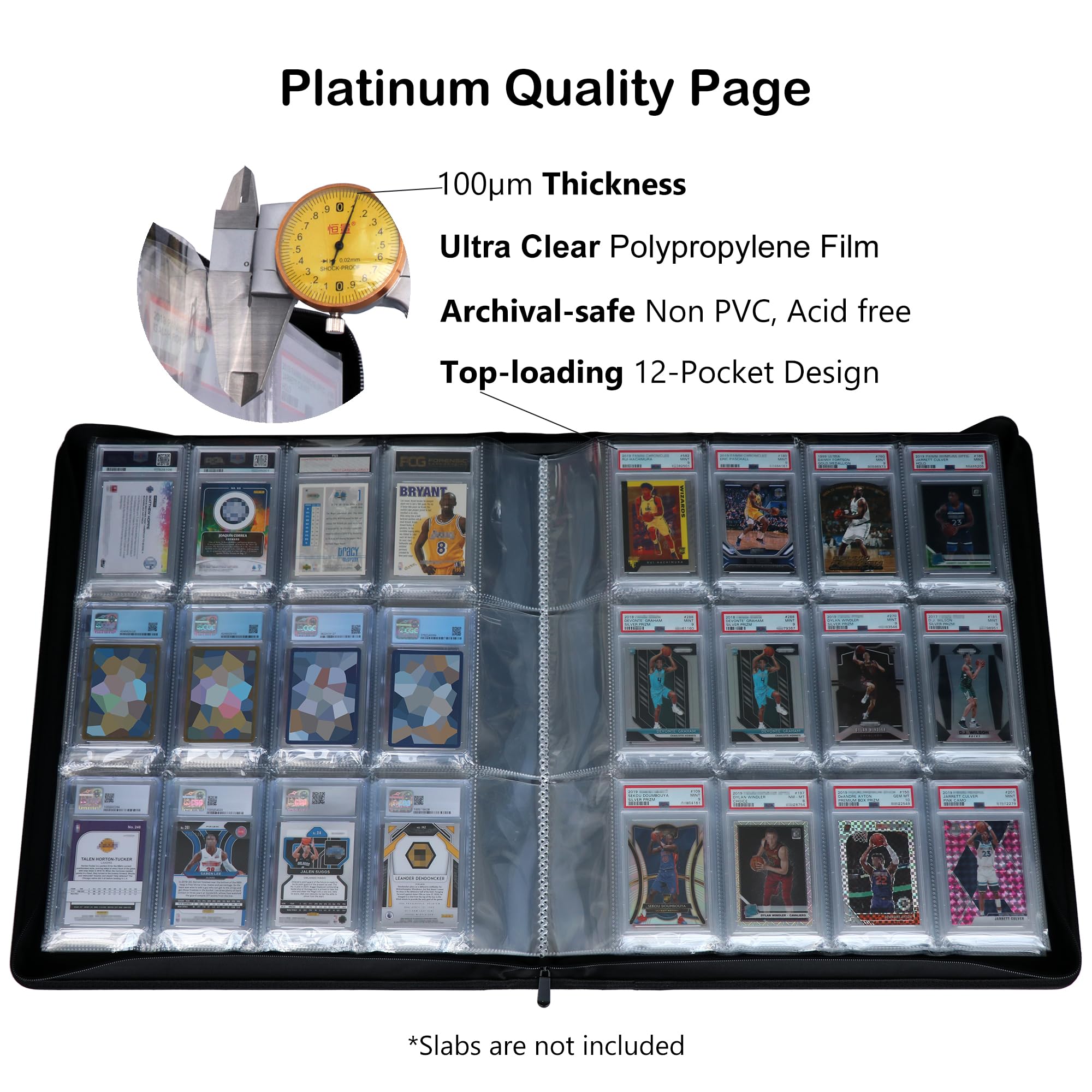 Rayvol Classeur à 12 pochettes PSA - Peut contenir 168 dalles PSA, CGC, CSG, FGS et FCG