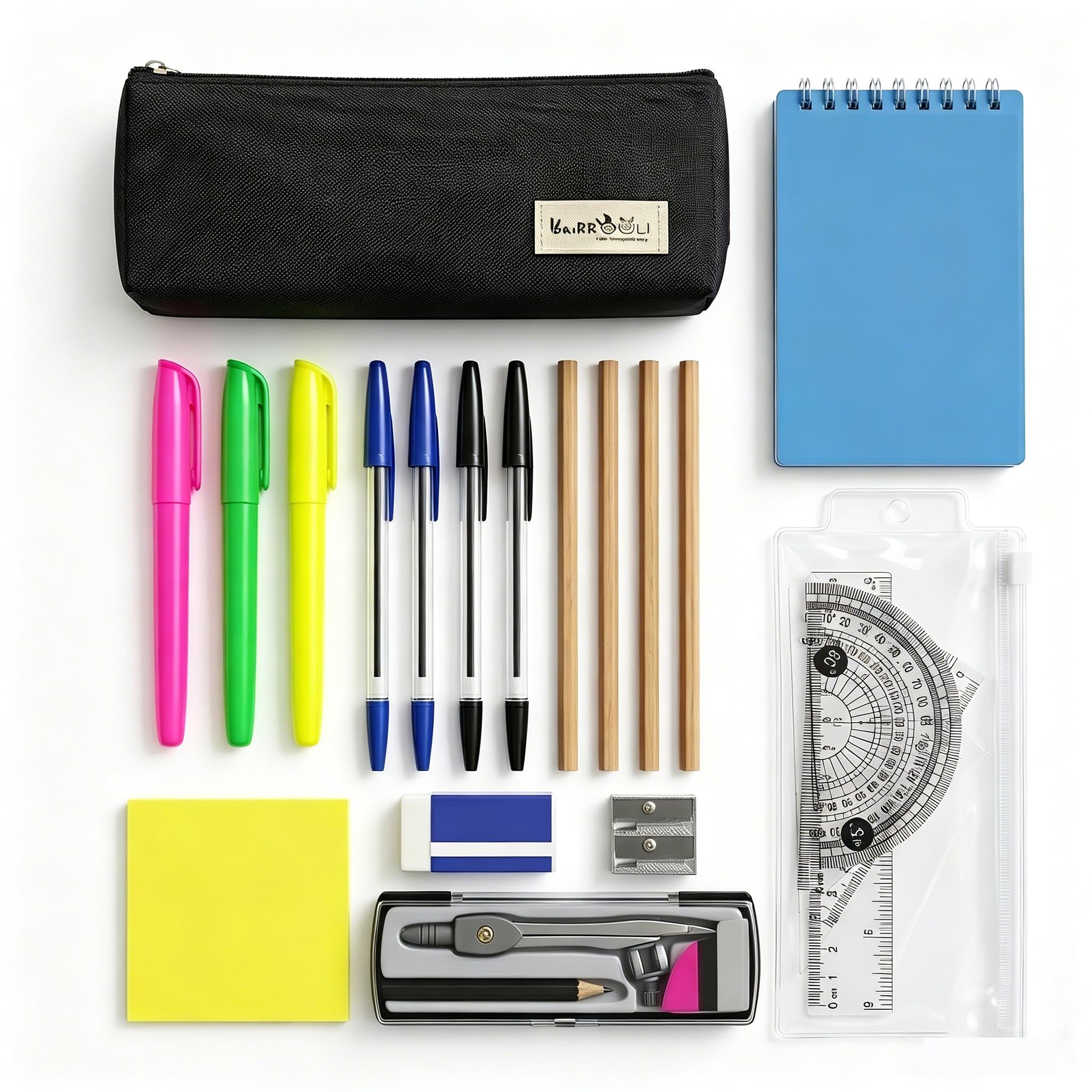 21 Pcs Stationery Supplies Set - Pencil Case with Stationery Included
