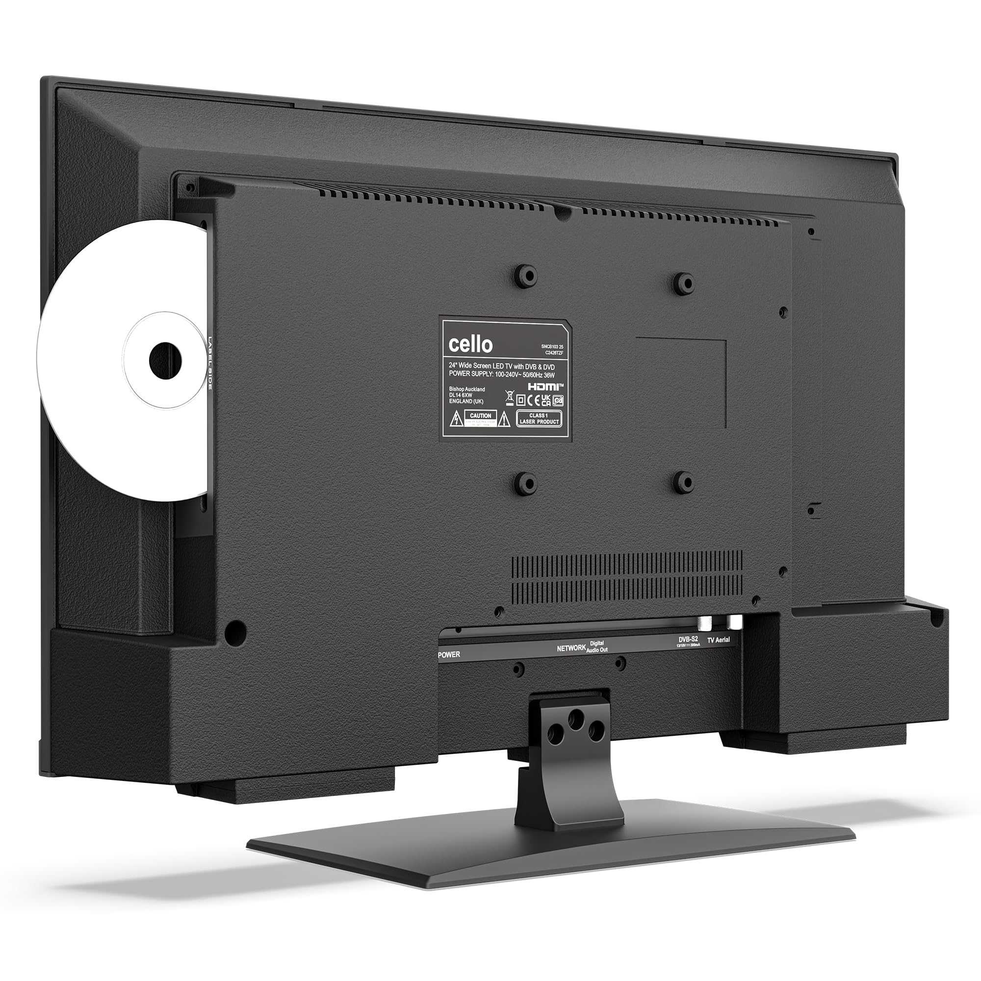 Cello C2426TZF TV/DVD Smart 24" senza cornice con Tizen OS di Samsung, Gaming Hub, altoparlanti Pitch Perfect, Bluetooth, prodotto nel Regno Unito, ideale per cucina e camera da letto.