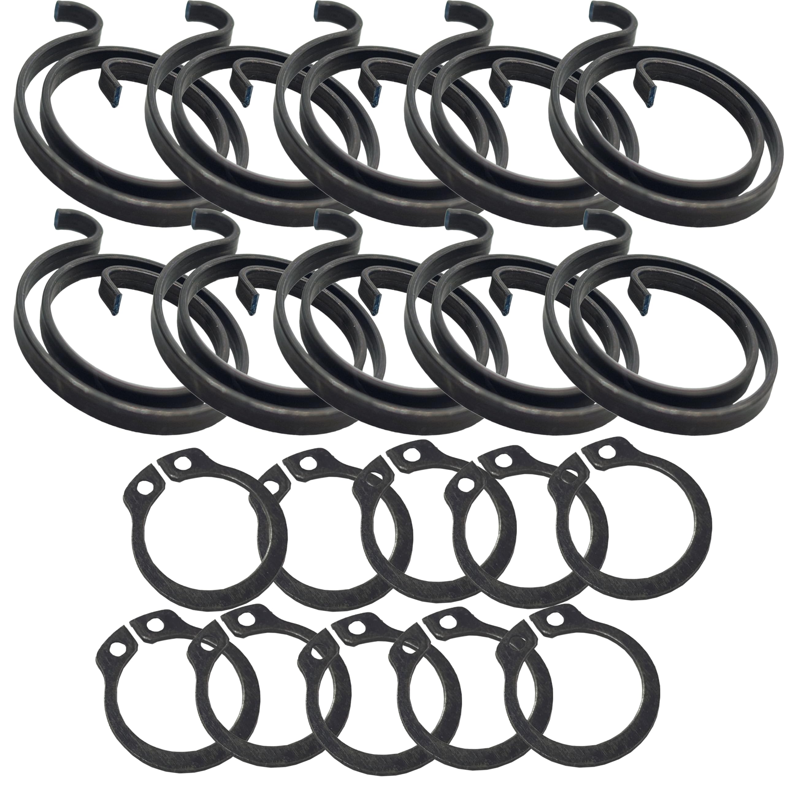 Door Handle Spring & Circlip Repair Kit, Pack of 10 Sets – 2 Turn 2.5mm Heavy Duty Metal Coil Springs with Matching Circlips for Lever Handles, UPVC, Composite & Internal Door Repair Parts