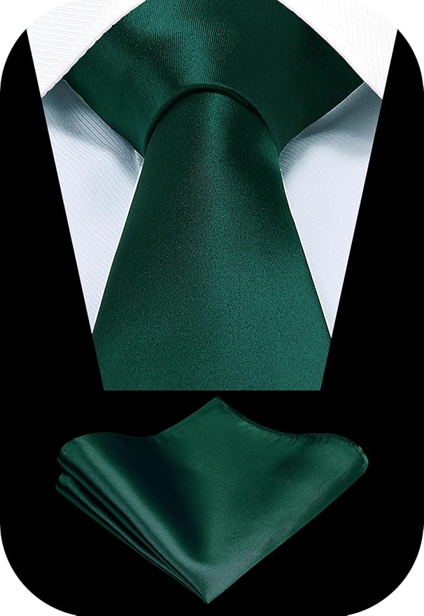 Corbata y Pañuelo de Bolsillo Satinados Sólidos para Hombre en Caja de Regalo miniatura 2