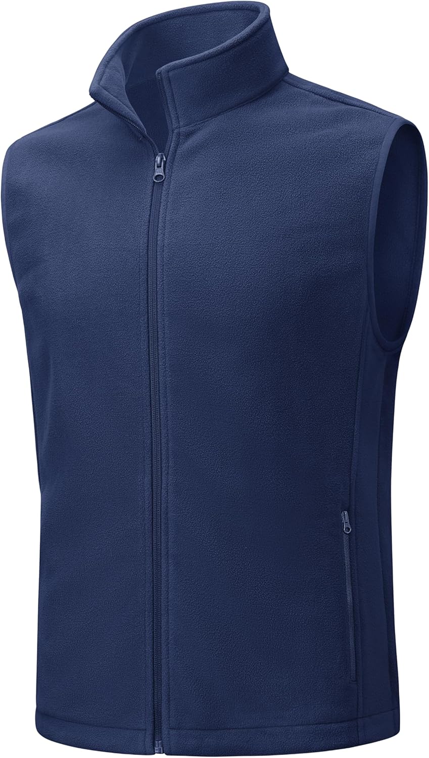 TACVASEN Men's Fleece Vest Zip Up Lightweight Vests Outerwear with Pockets Winter Warm Sleeveless Jacket for Hiking Golf