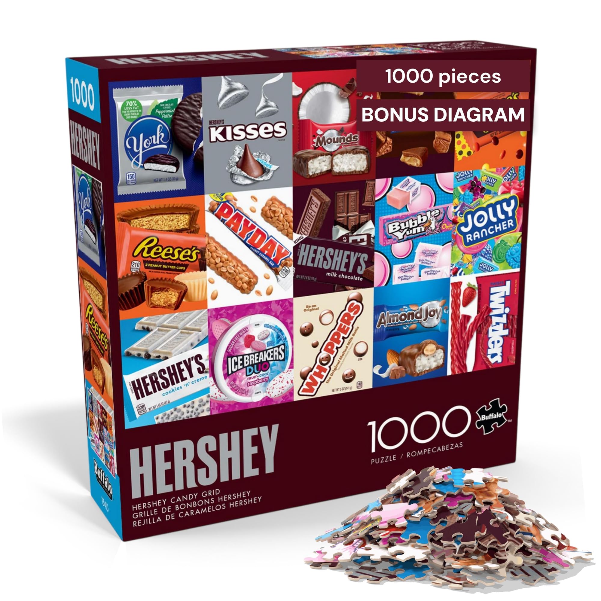 Buffalo Games - Hershey's- Hershey Candy Grid - 1000 Piece Jigsaw Puzzle for Adults - Challenging Puzzle Perfect for Game Nights - Finished Size is 26.75 x 19.75