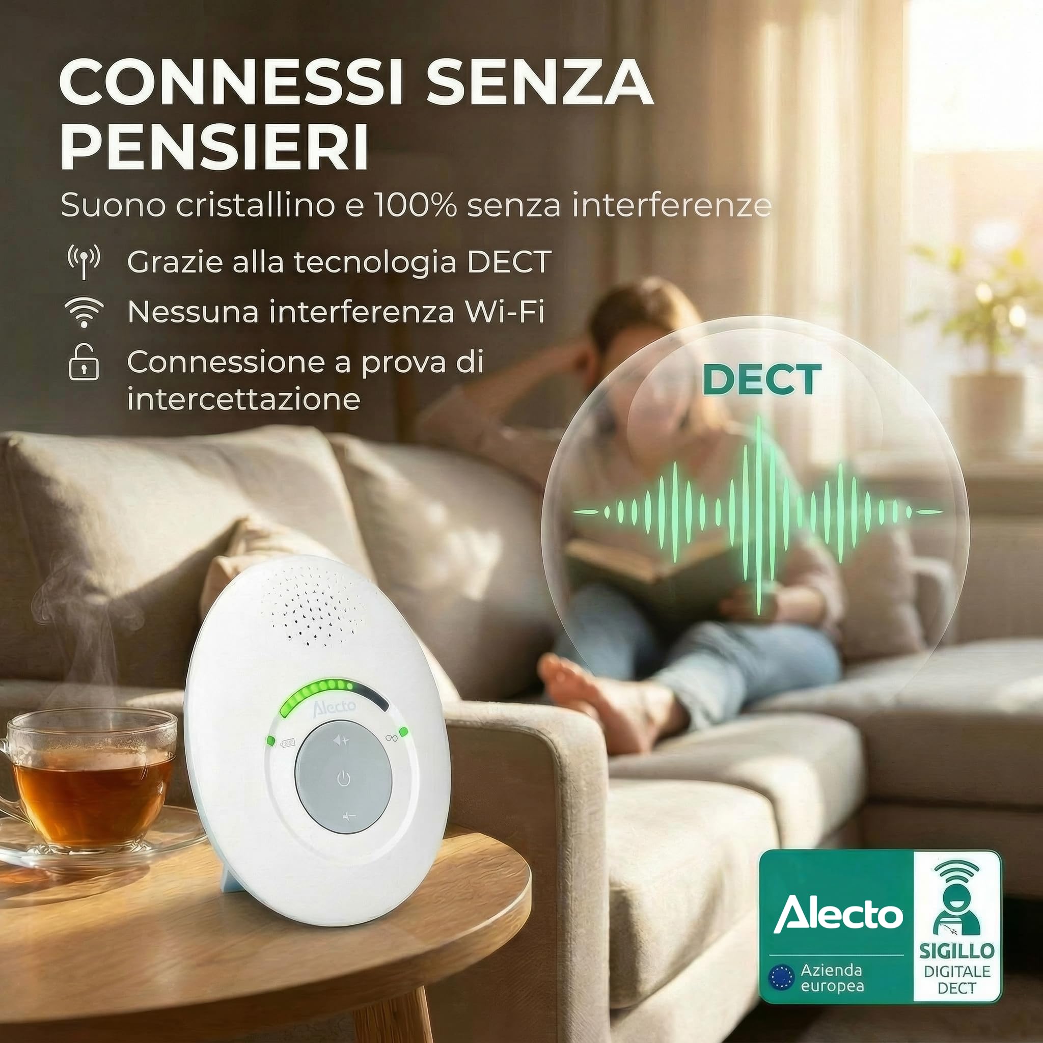 Alecto DBX110 Babyphone Audio Babymonitor digitale DECT 300 m LED VOX bianco