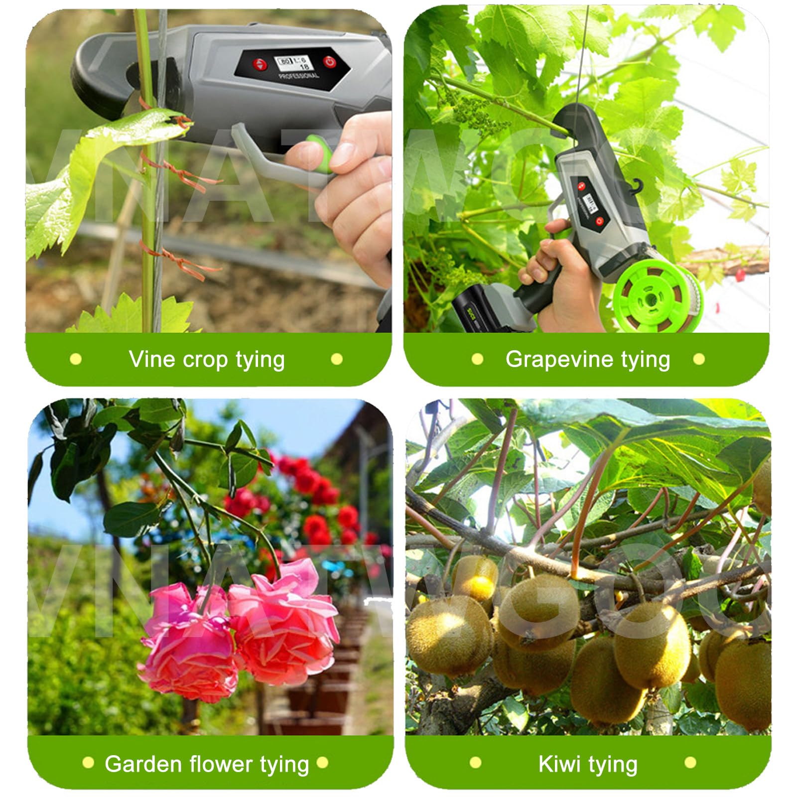 Legatrice per Piante con Display A LED, Legatrice per Viti Regolabile A Batteria per Kiwi, Strumento di Legatura Agricola Impermeabile E Ricaricabile
