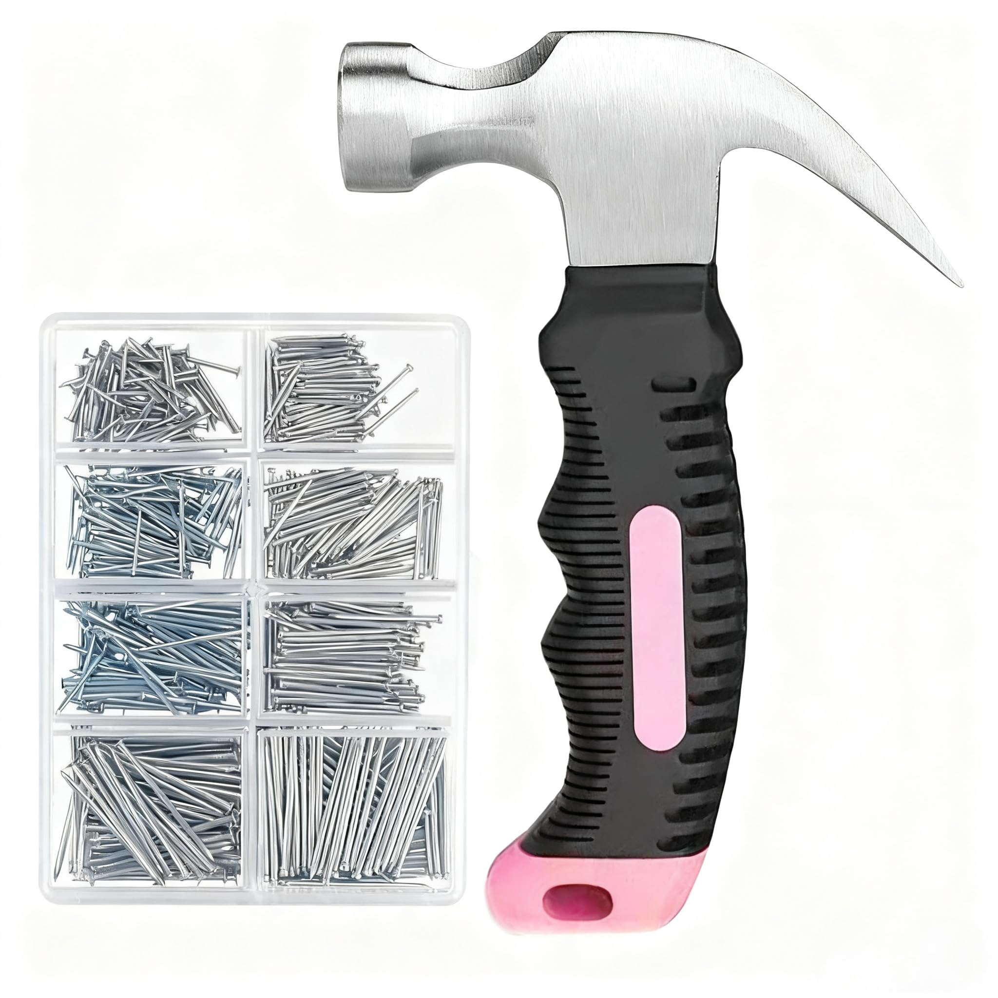 ZAselect 560pcs Small Nails for Hanging Pictures Assortment Kit & 325g Small Hammer, Mini Hammer Set with Hardware Nail Assorted Set