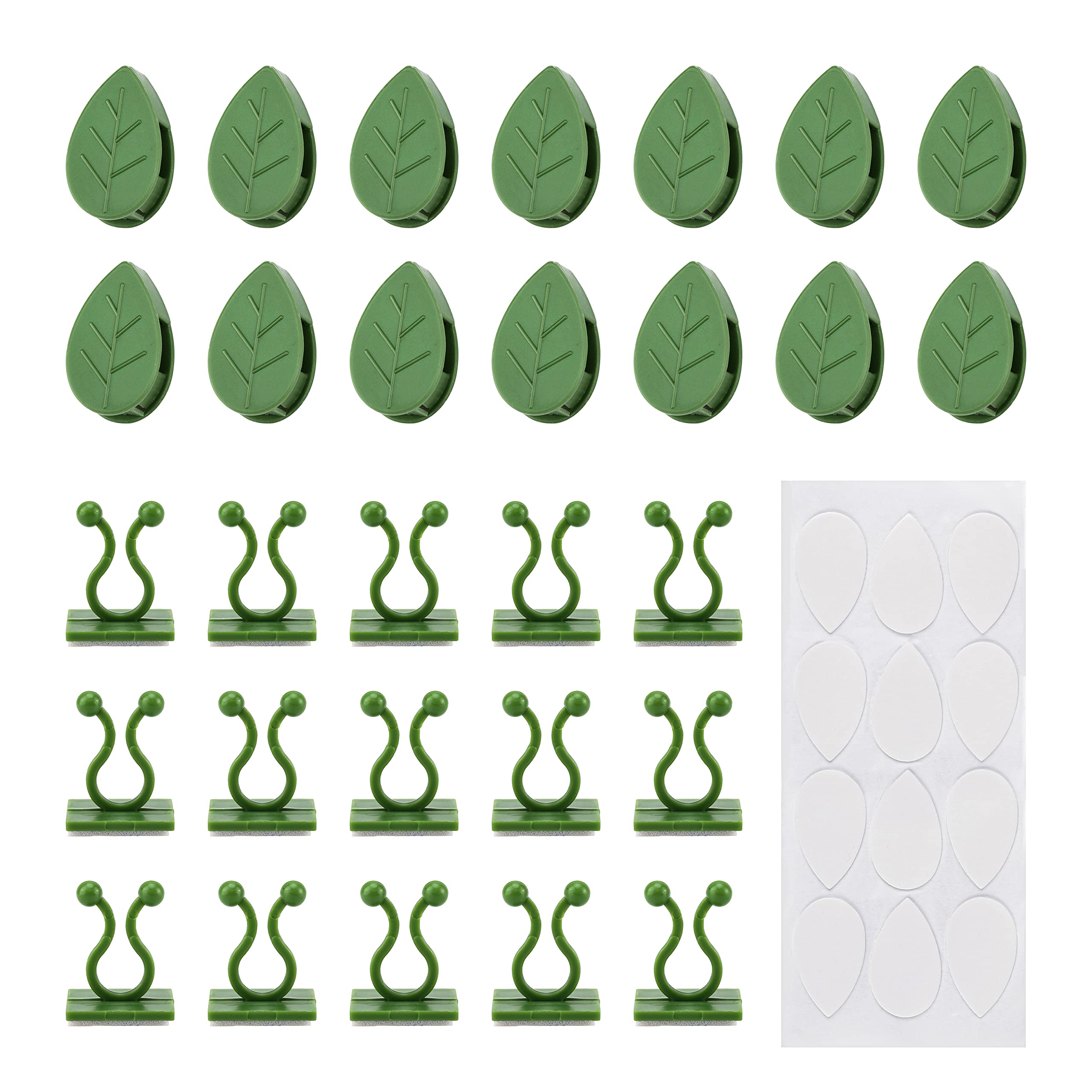 ACBungji Total 180 Pieces Plant Climbing Wall Fixture Clips Include 60 Pcs Clips Leaf with 60 Pcs Adhesive Sticker and 60 Pcs Self-Adhesive Plant Clips for Outdoor Indoor Wall Vine Garden Decoration