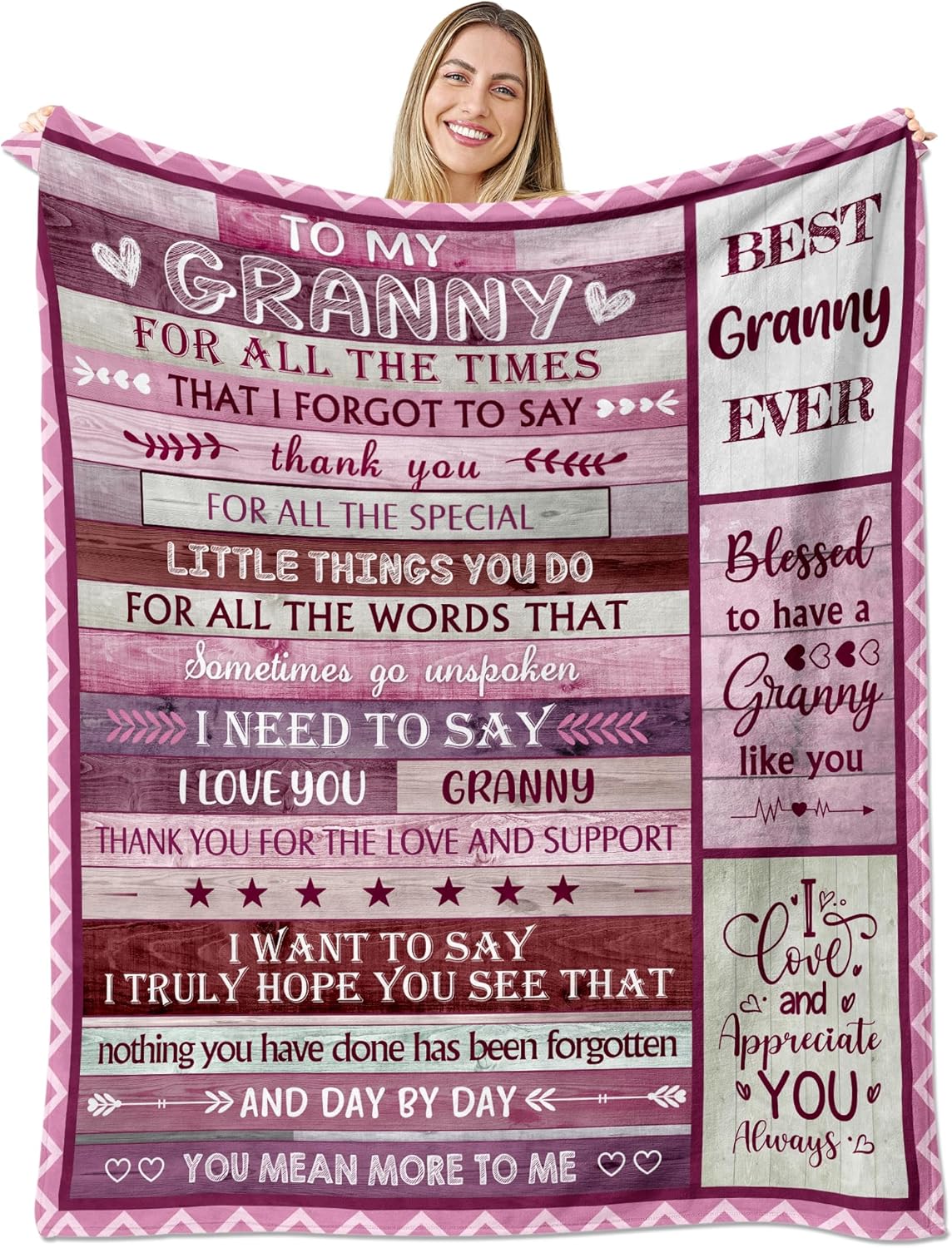 Best Granny Ever Gifts, Granny Blanket 50" x 60", Soft Cozy Throw for Grandma, Mothers Day Birthday Gift from Grandkids