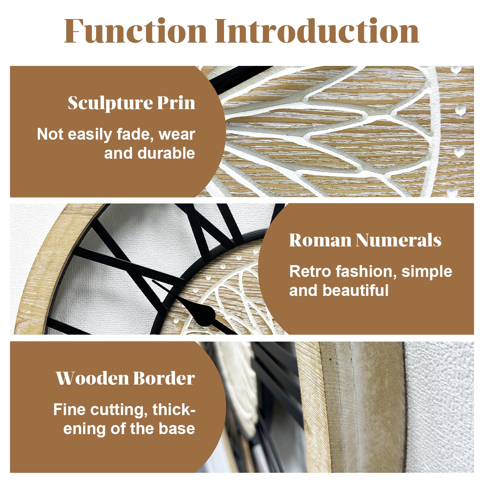 Amazon.co.jp: KEQAM 壁掛け時計 ヴィンテージ 24インチ ローマ数字