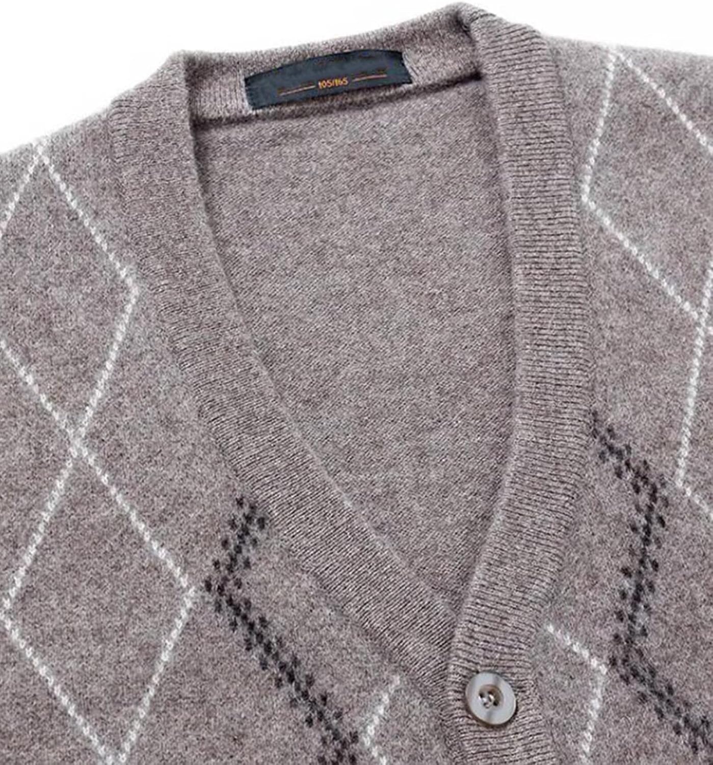HNVAVQ Men's Cardigan Sweater 100% Cashmere Cable Knit V Neck Button up Sweaters Ribbed Cardigan Sweater for Men with Pockets